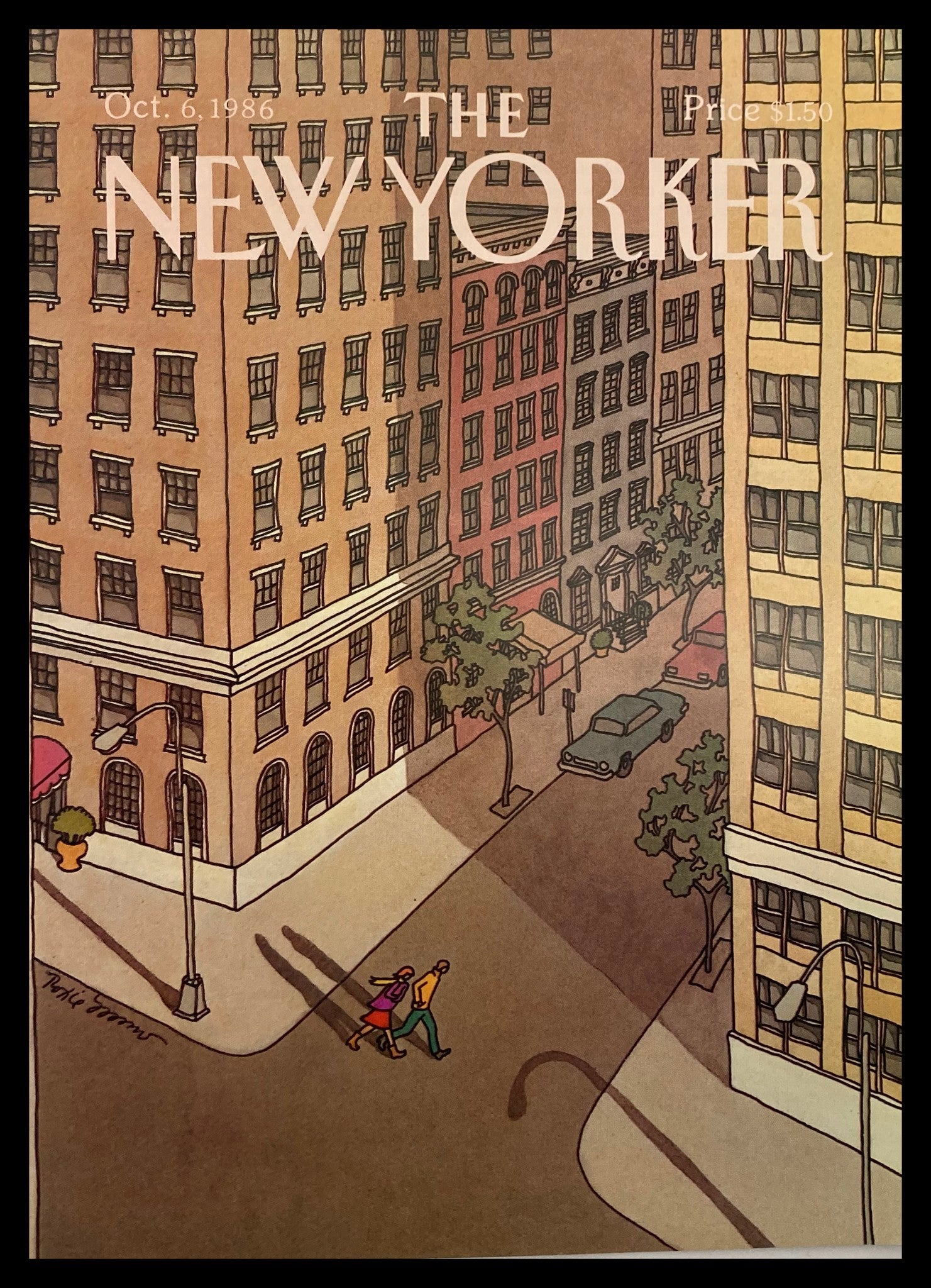 COVER ONLY The New Yorker October 6 1986 Crossing Street by Roxie Munro No Label