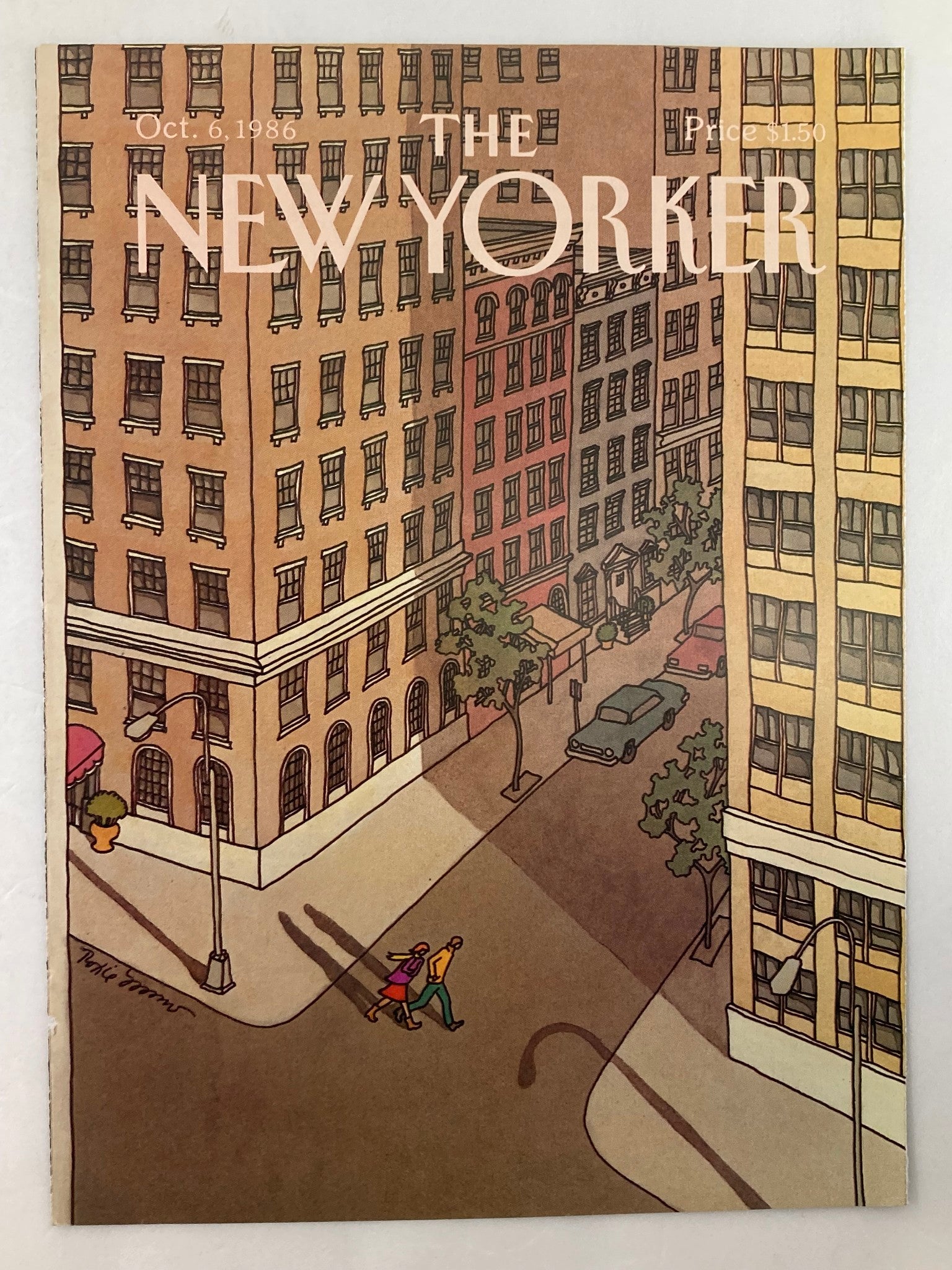 COVER ONLY The New Yorker October 6 1986 Crossing Street by Roxie Munro No Label