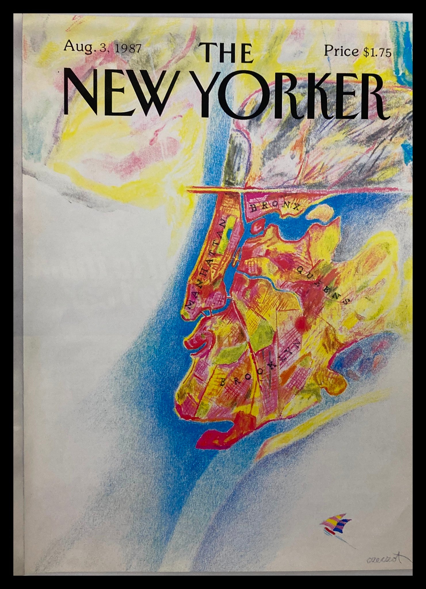 COVER ONLY The New Yorker Augusts 3 1987 New York Map by Czeczot No Label