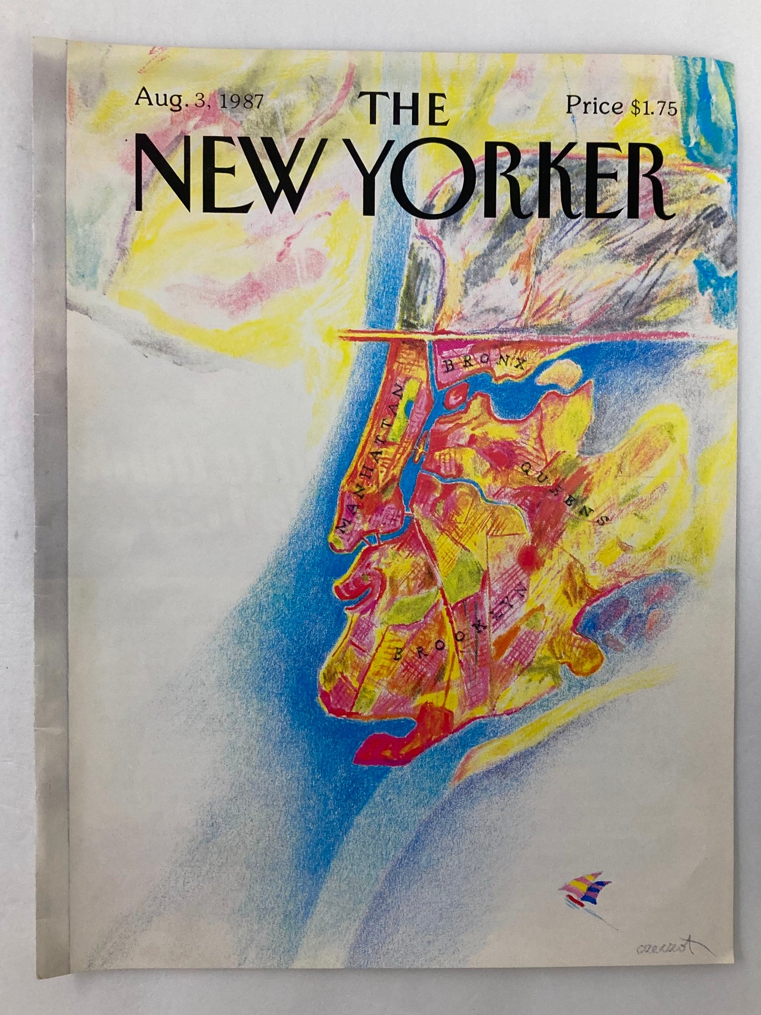 COVER ONLY The New Yorker Augusts 3 1987 New York Map by Czeczot No Label