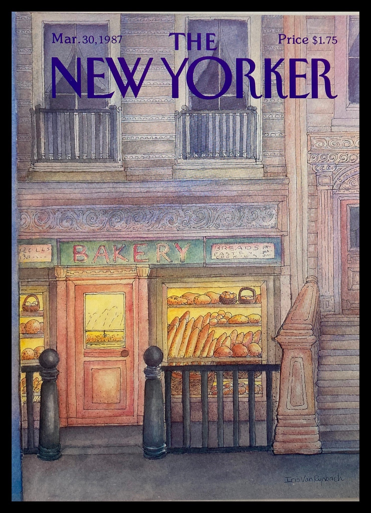 COVER ONLY The New Yorker March 30 1987 Bakery by Iris Van Rynbach No Label