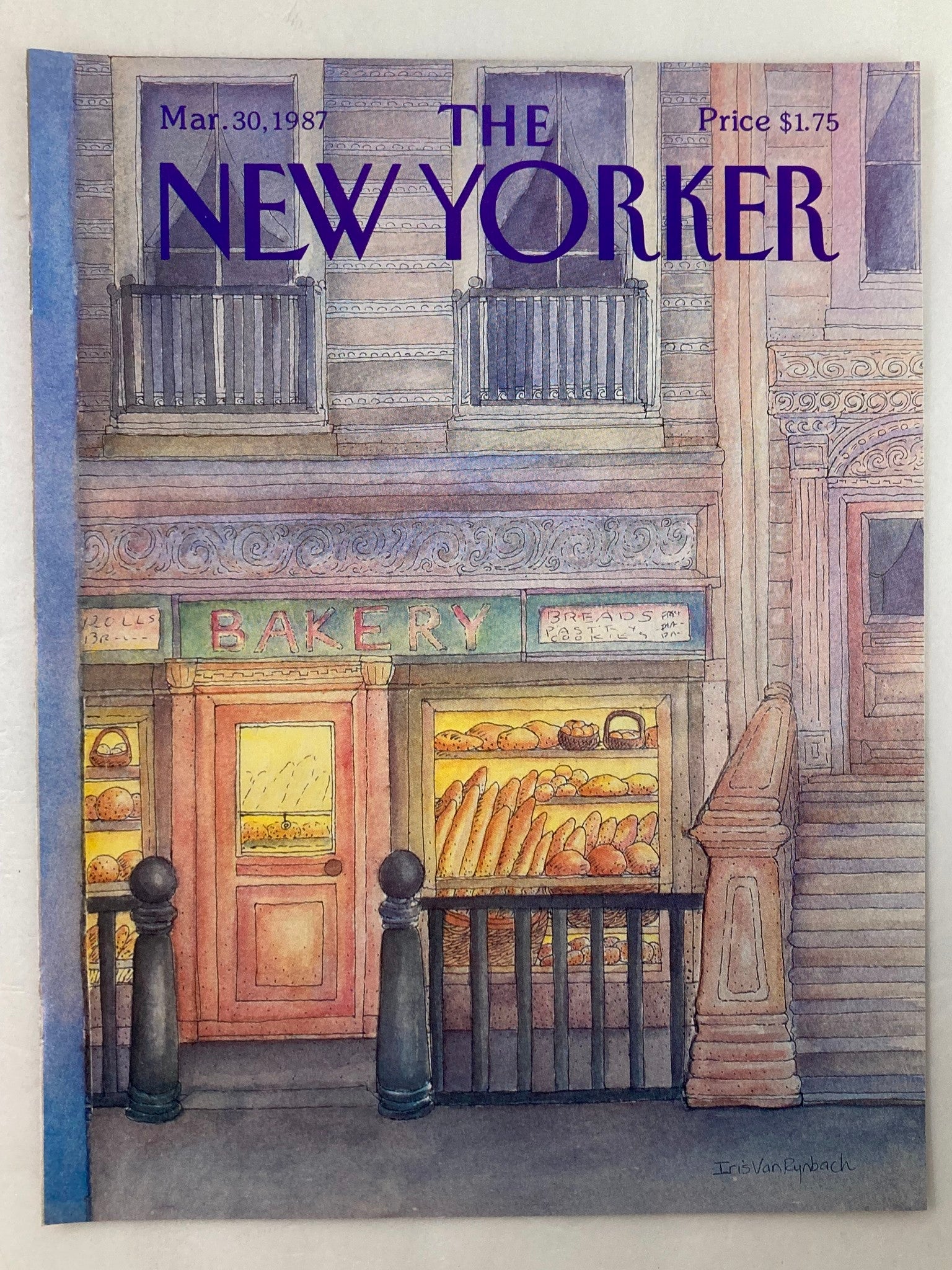 COVER ONLY The New Yorker March 30 1987 Bakery by Iris Van Rynbach No Label