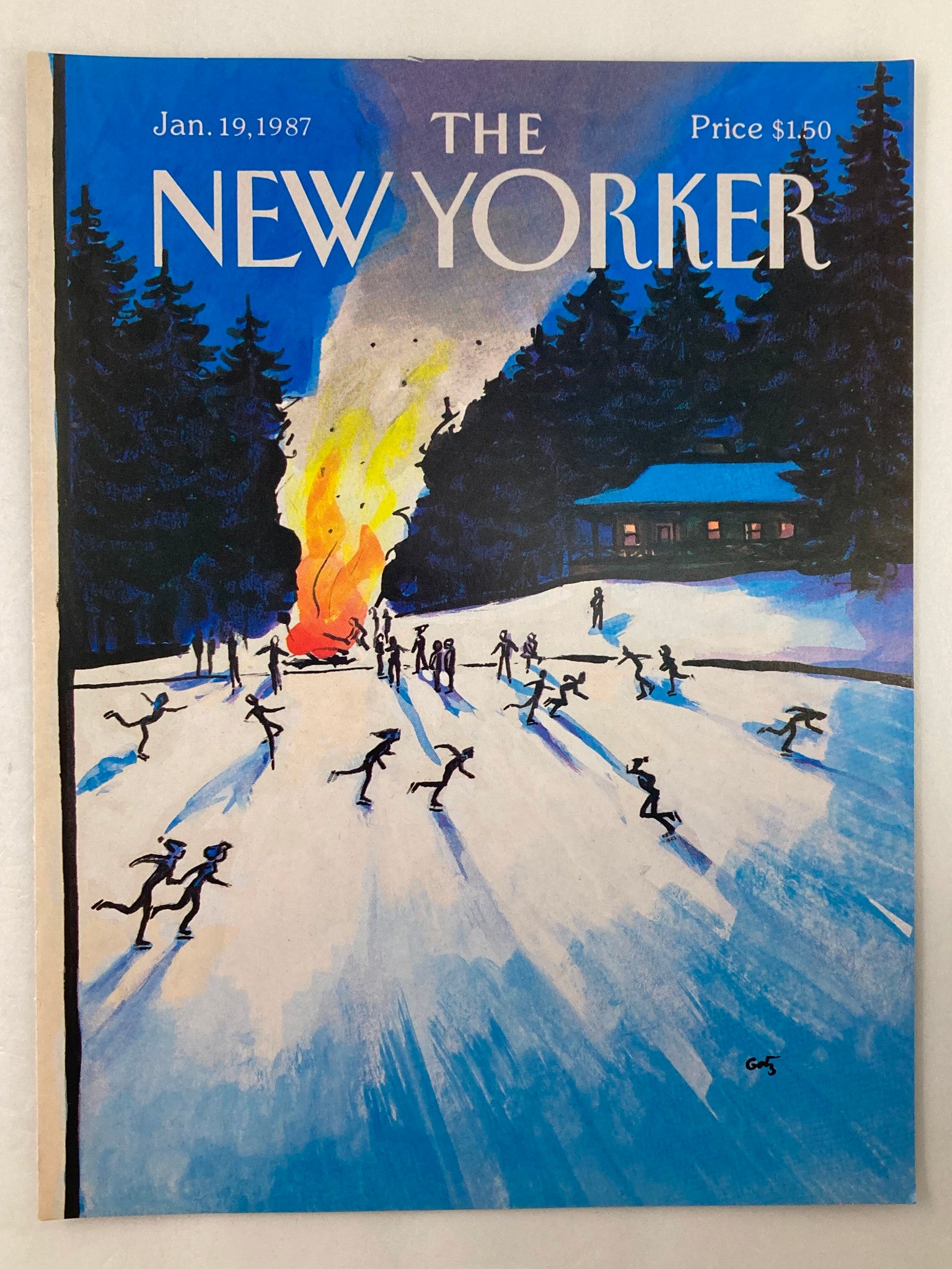 COVER ONLY The New Yorker January 19 1987 Bonfire by Arthur Getz No Label