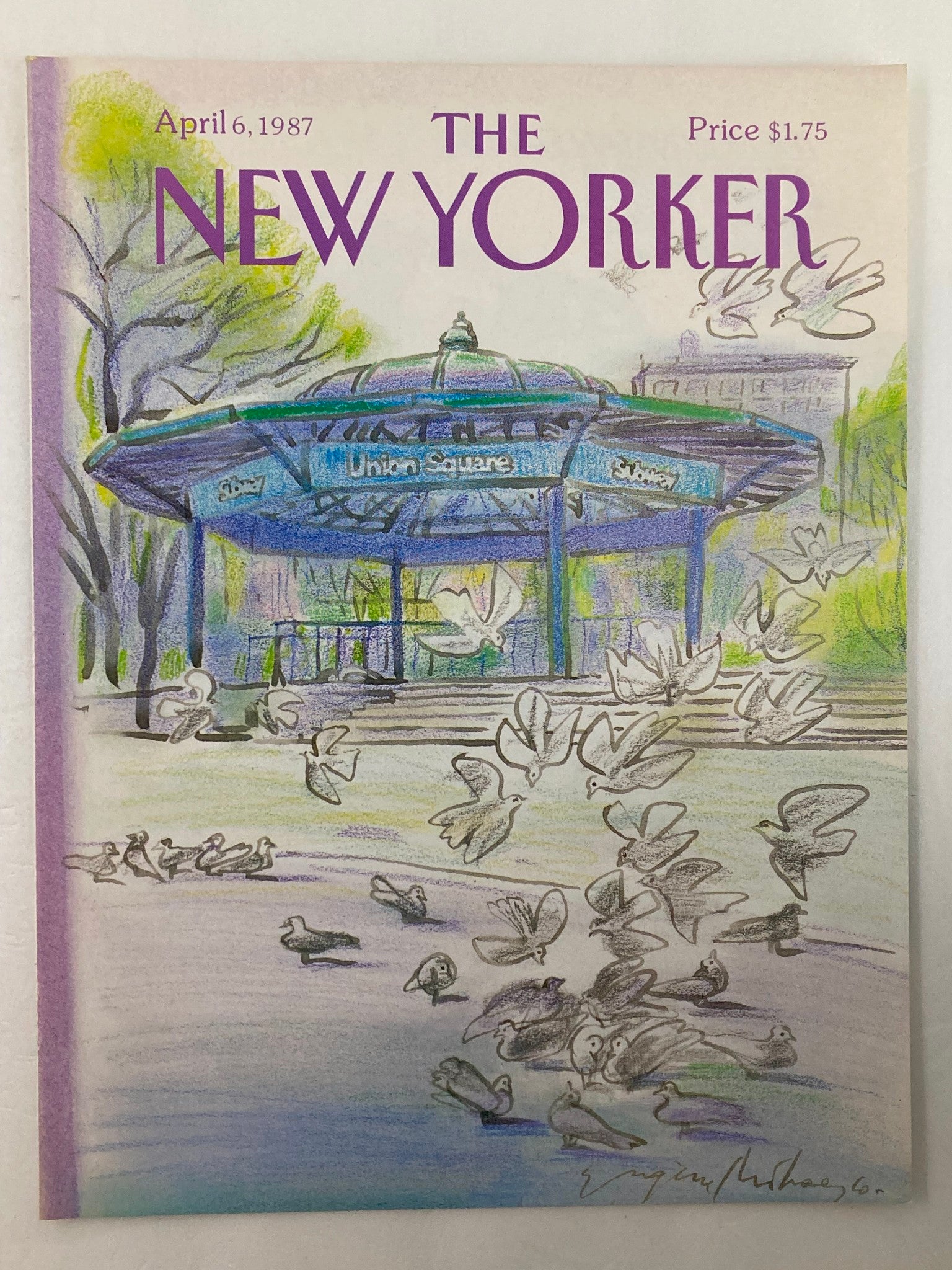 COVER ONLY The New Yorker April 6 1987 Union Square by Eugene Mihaesco No Label