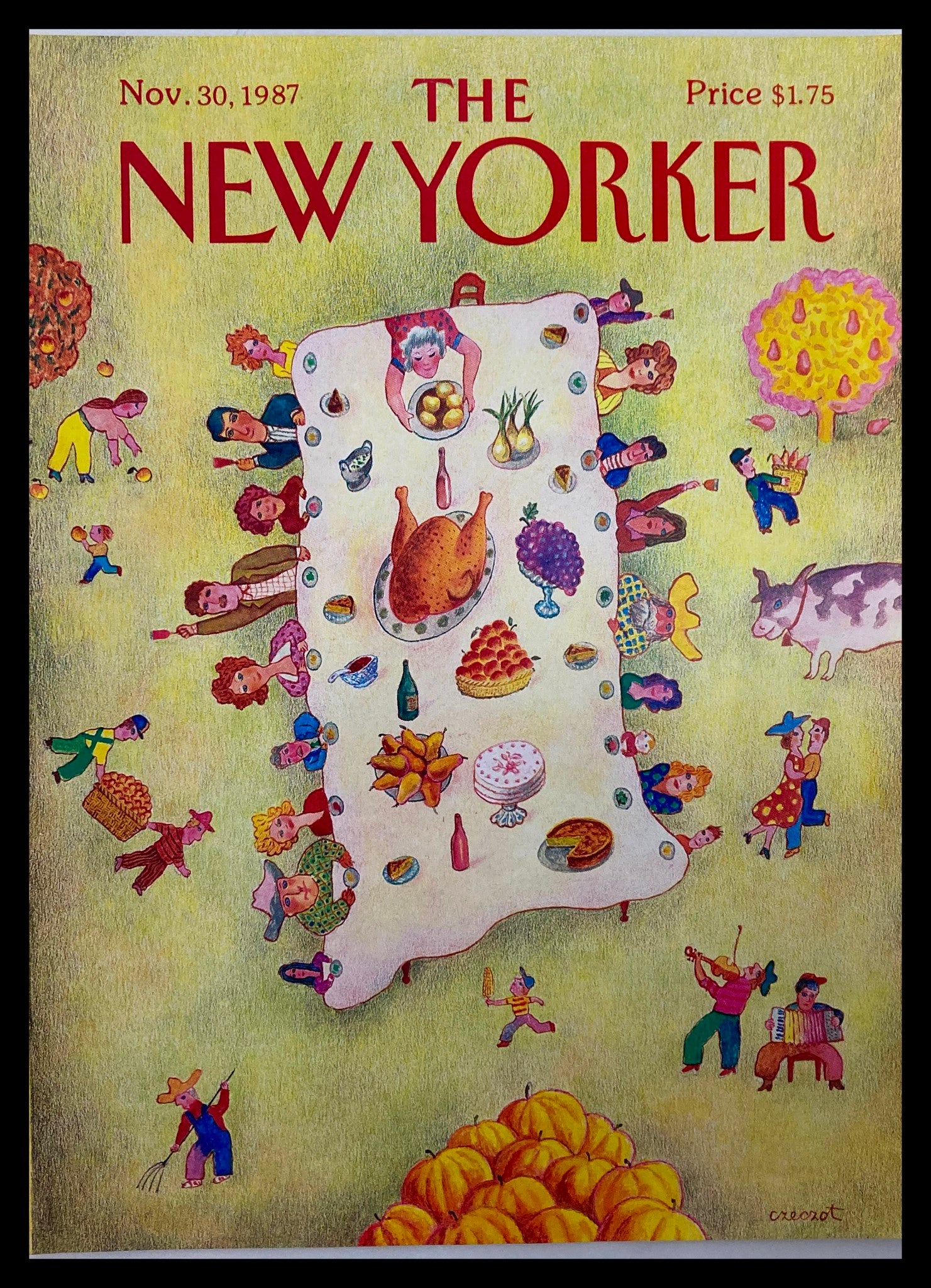 COVER ONLY The New Yorker November 30 1987 Feast by Czeczot No Label