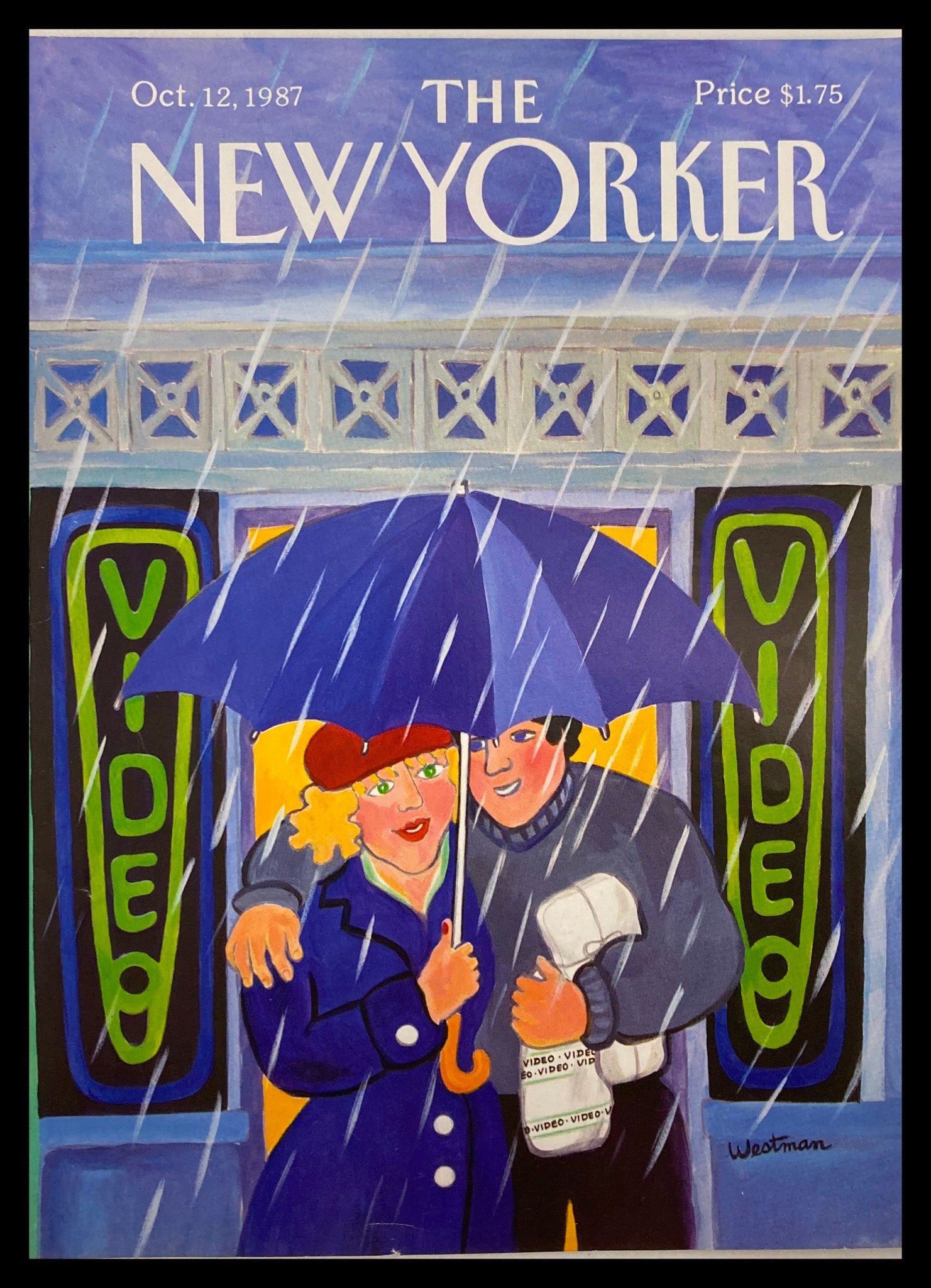 COVER ONLY The New Yorker October 12 1987 Video Couple by Barbara W. No Label