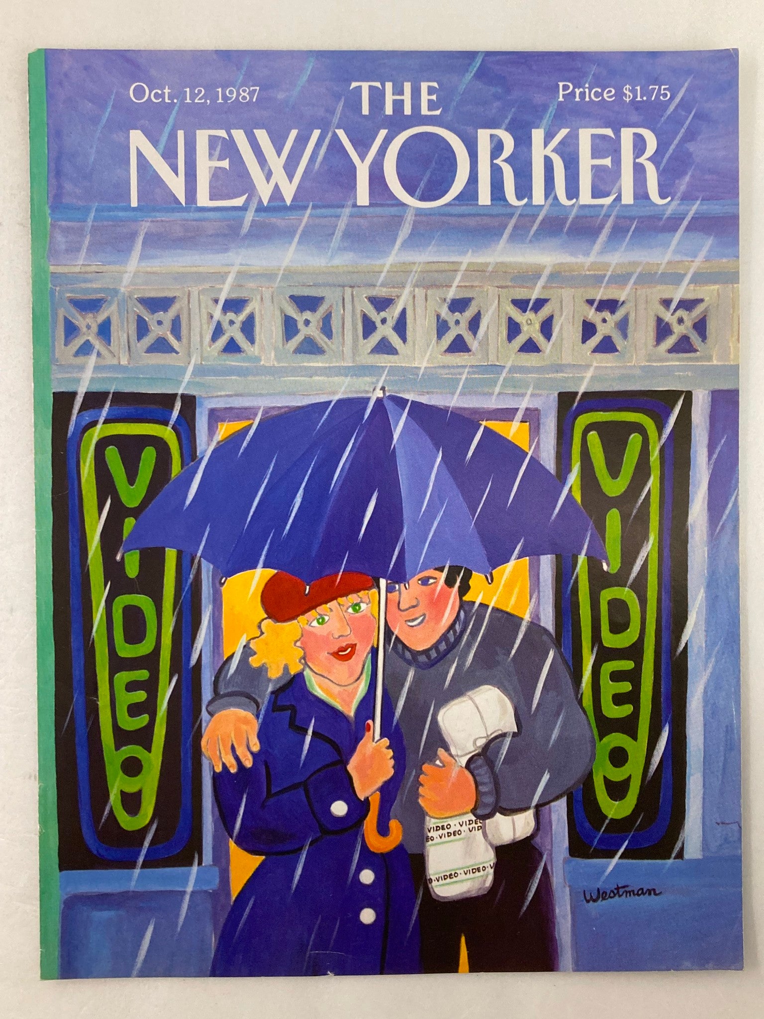 COVER ONLY The New Yorker October 12 1987 Video Couple by Barbara W. No Label