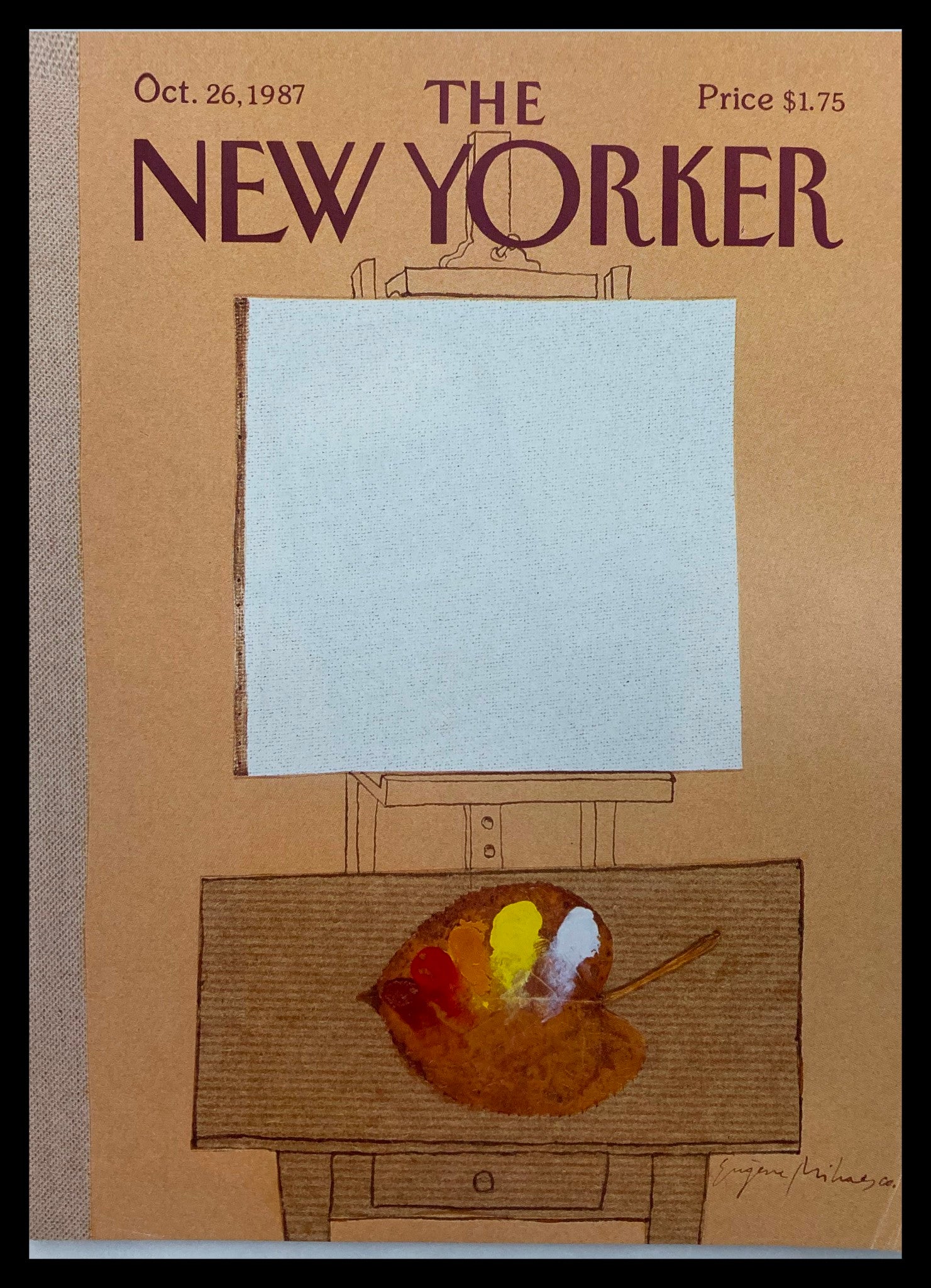 COVER ONLY The New Yorker October 26 1987 Blank Canvass by E. Mihaesco No Label