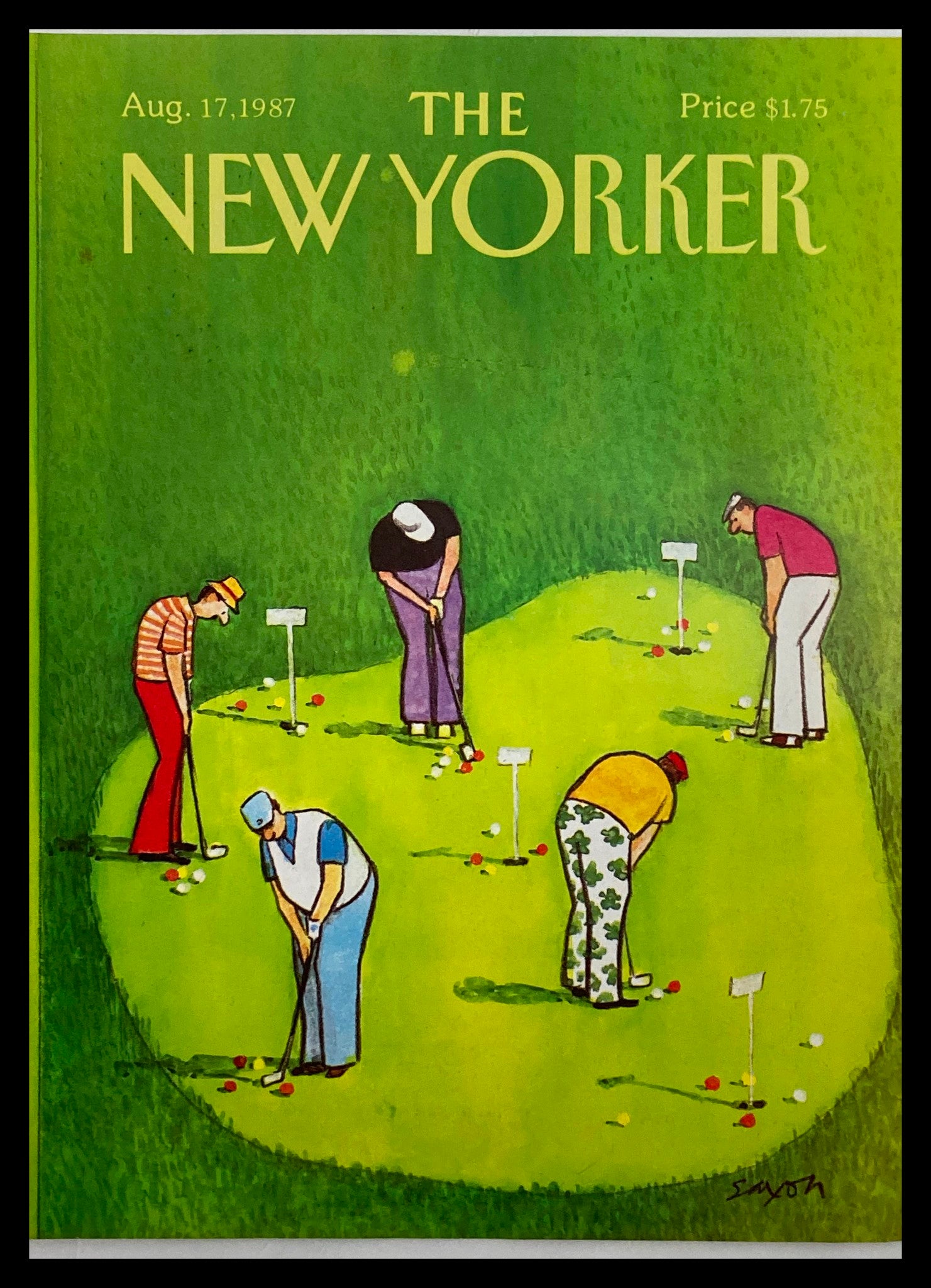 COVER ONLY The New Yorker August 17 1987 Golfers by Charles Saxon No Label