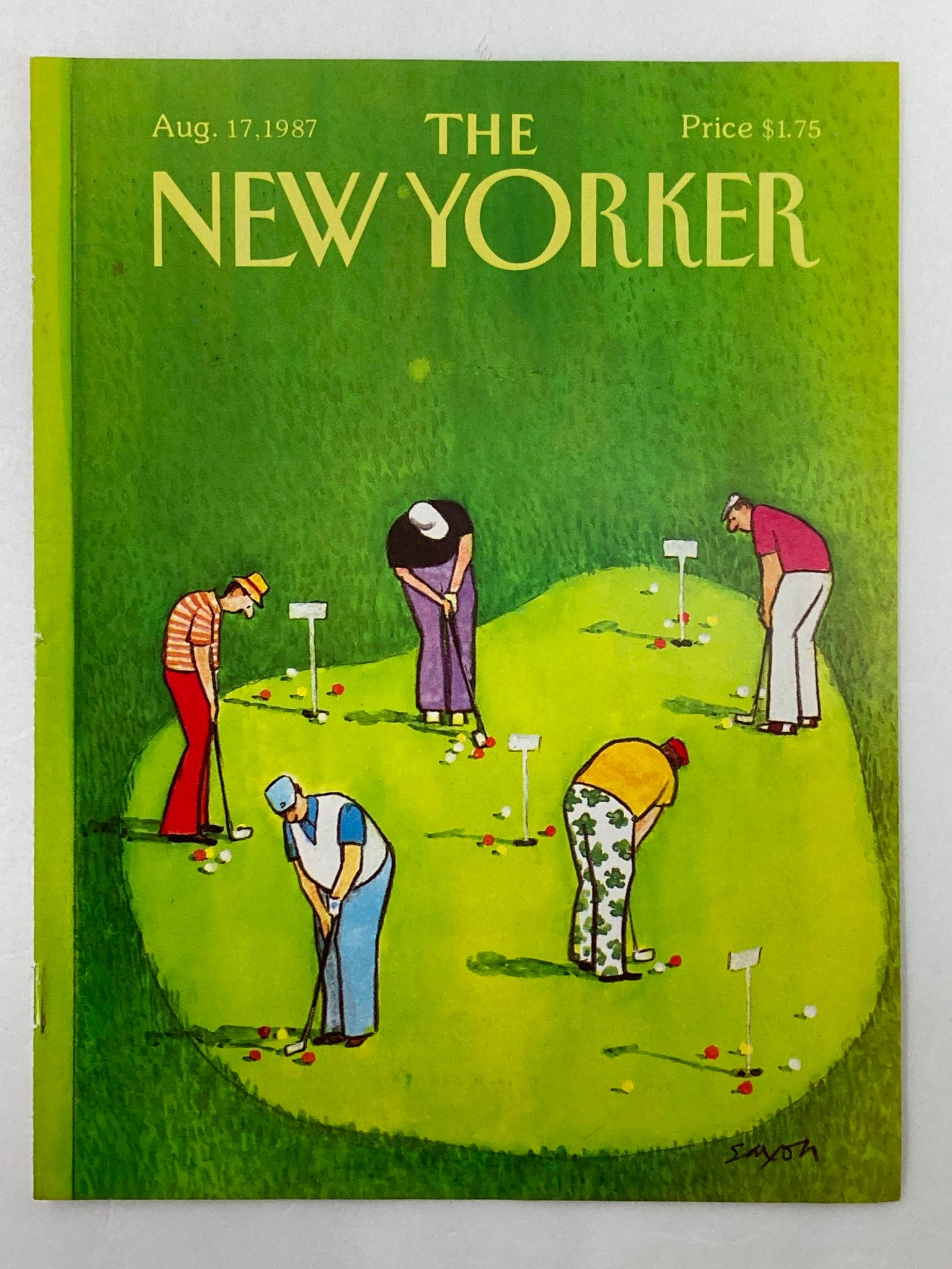 COVER ONLY The New Yorker August 17 1987 Golfers by Charles Saxon No Label