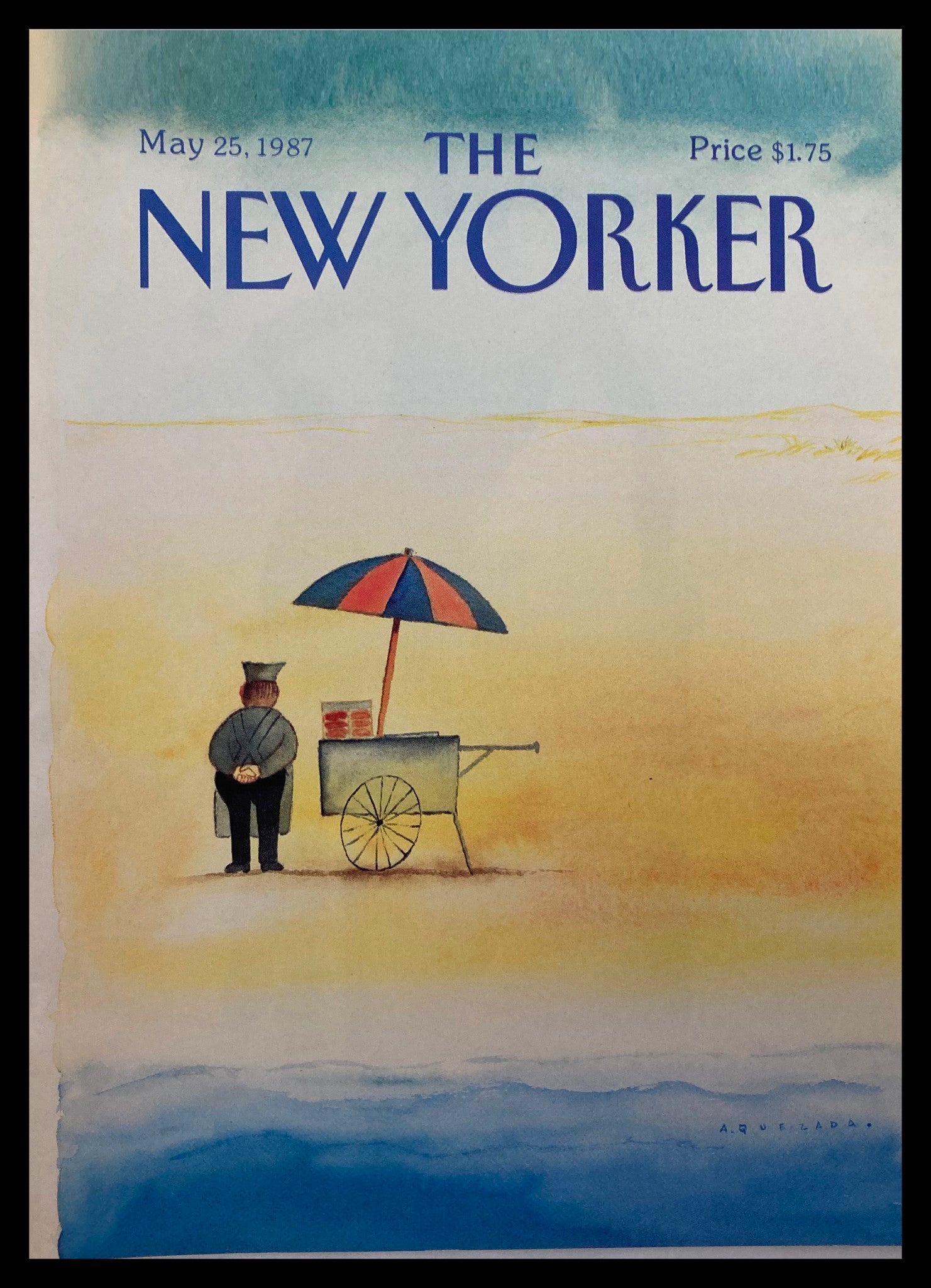 COVER ONLY The New Yorker May 25 1987 Hotdog Stand by Abel Quezada No Label