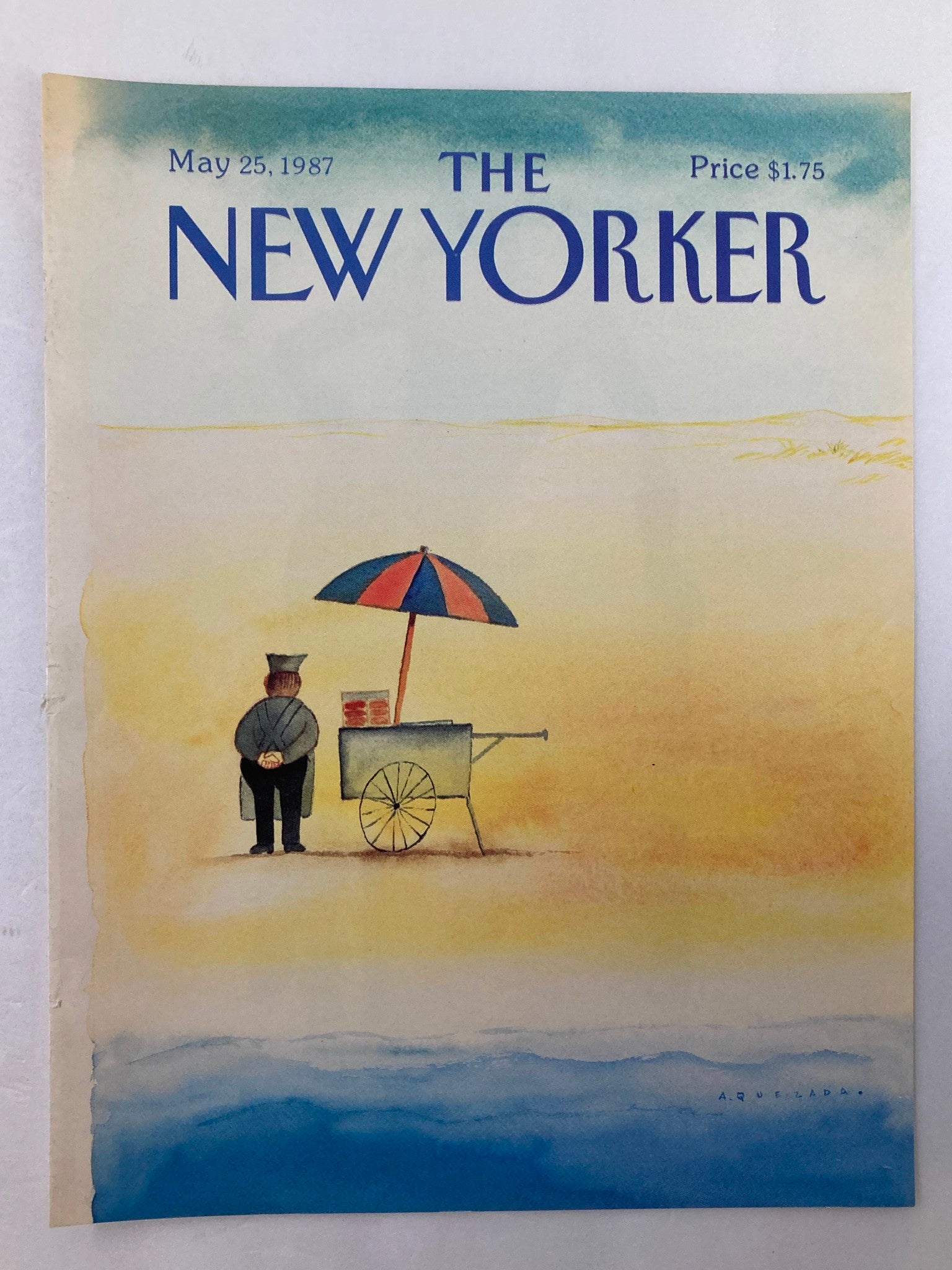 COVER ONLY The New Yorker May 25 1987 Hotdog Stand by Abel Quezada No Label