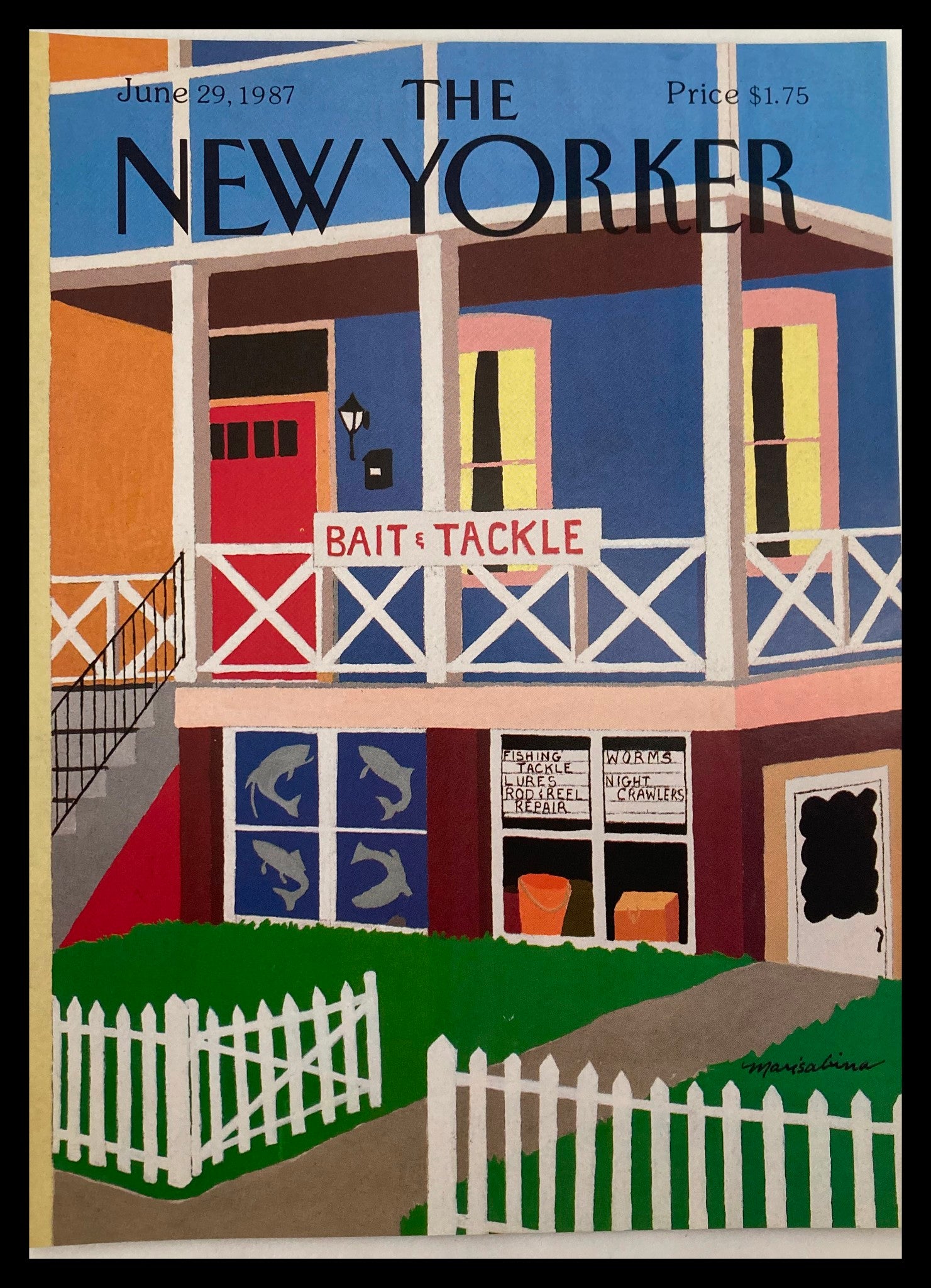 COVER ONLY The New Yorker June 29 1987 Bait & Tackle by Marisabina No Label