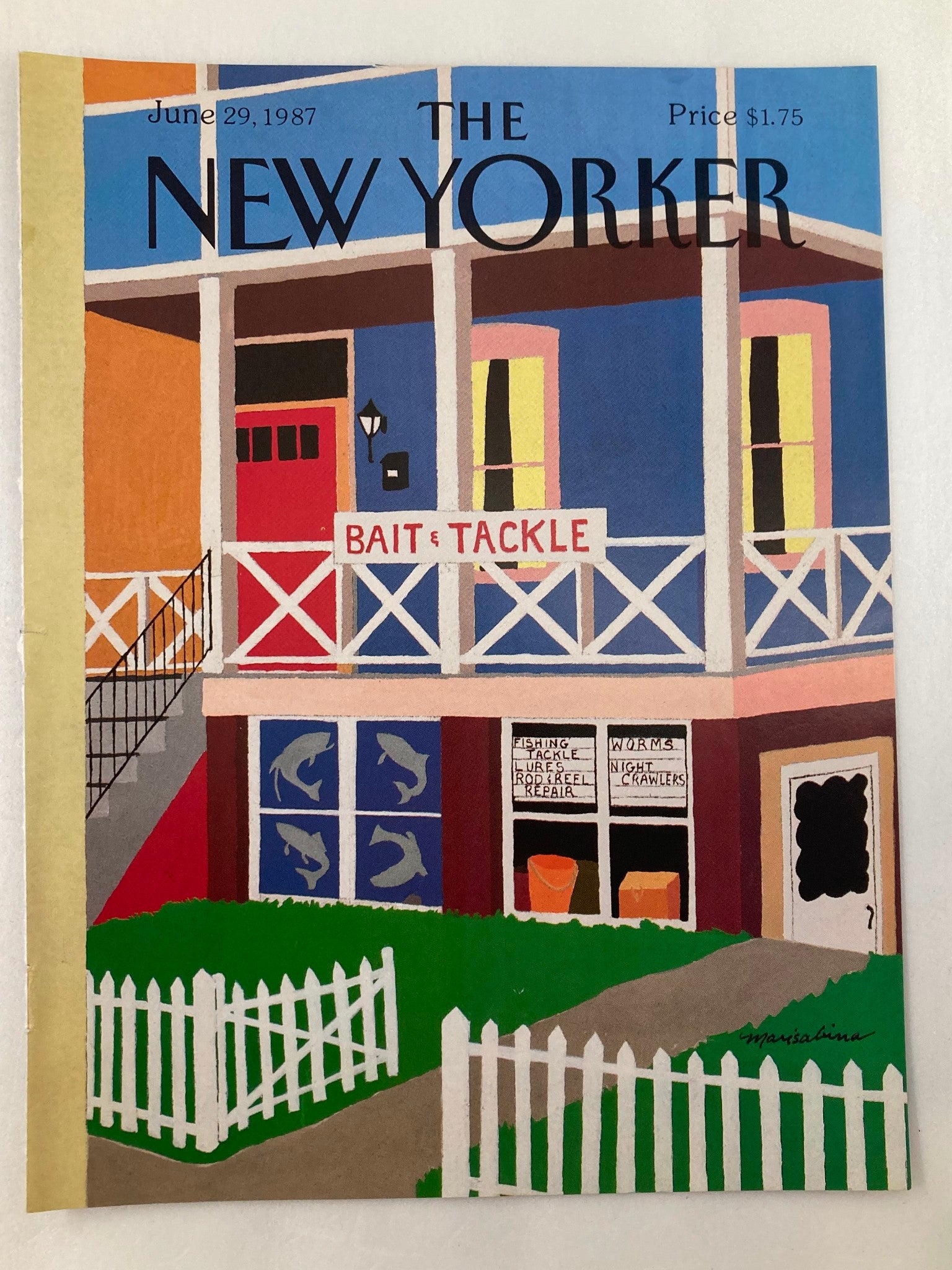 COVER ONLY The New Yorker June 29 1987 Bait & Tackle by Marisabina No Label