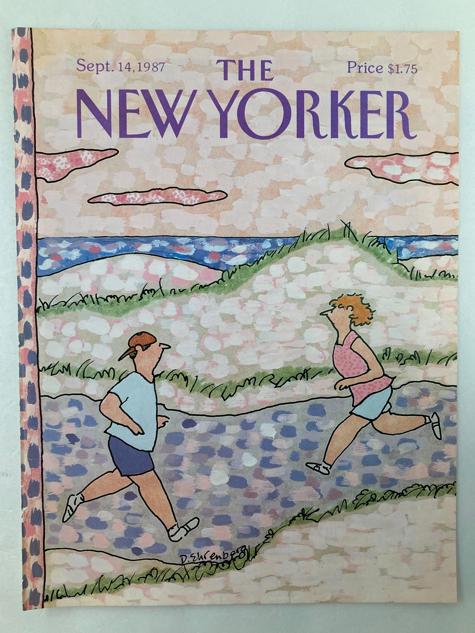 COVER ONLY The New Yorker September 14 1987 Jogging by Devera Ehrenberg No Label