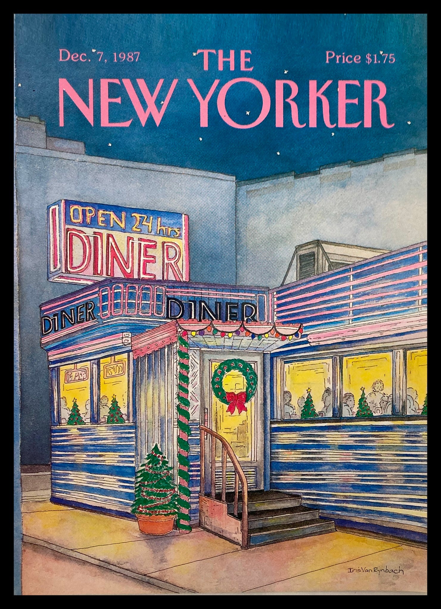 COVER ONLY The New Yorker December 7 1987 Diner by Iris Van Rynbach No Label