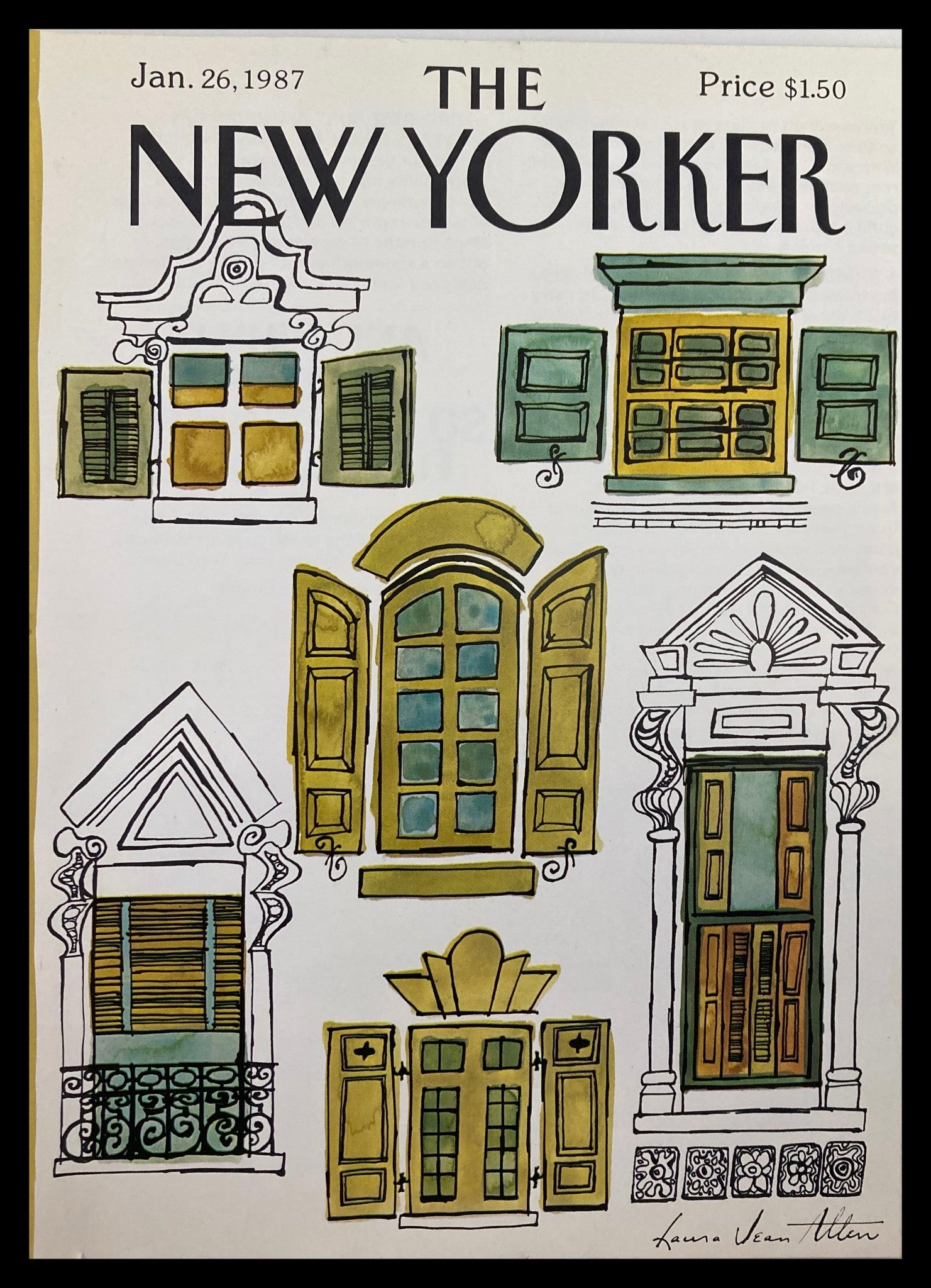 COVER ONLY The New Yorker January 26 1987 Full of Windows by L.J. Allen No Label