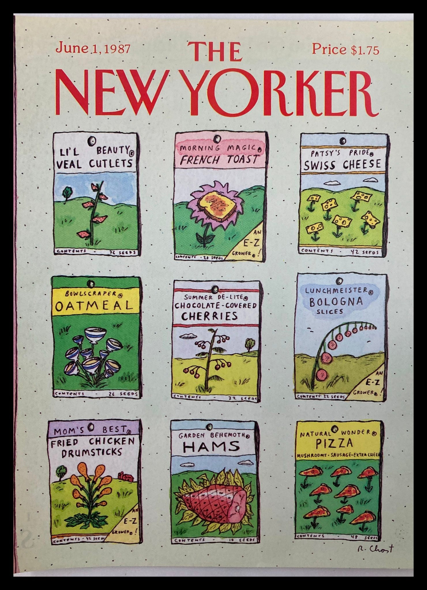 COVER ONLY The New Yorker June 1 1987 Pack of Seeds by Rosz Chast No Label