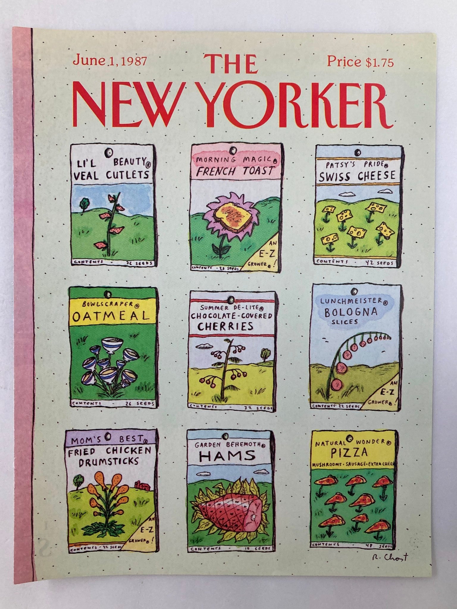 COVER ONLY The New Yorker June 1 1987 Pack of Seeds by Rosz Chast No Label