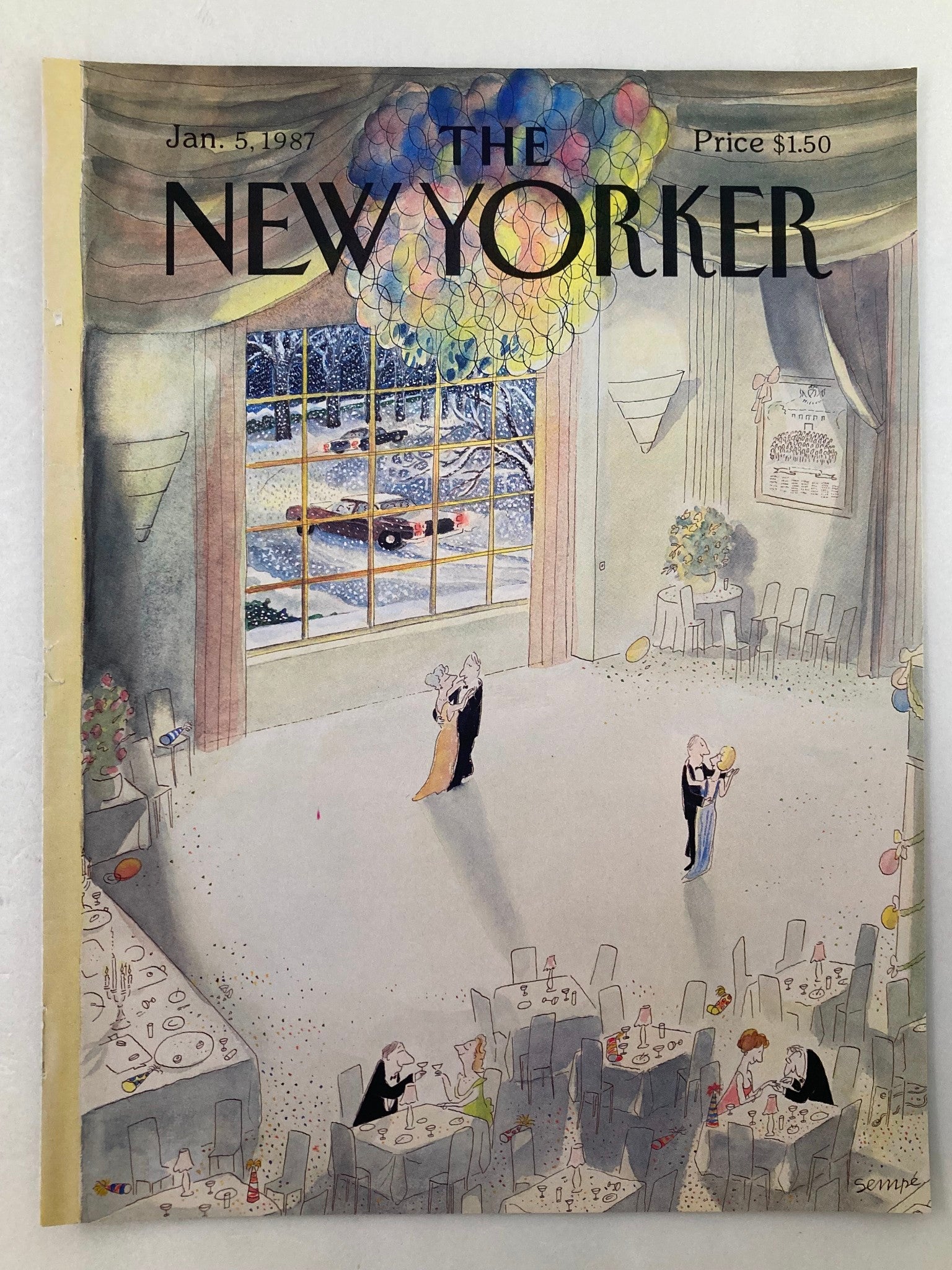 COVER ONLY The New Yorker January 5 1987 Couple Dancing by J. J. Sempe No Label