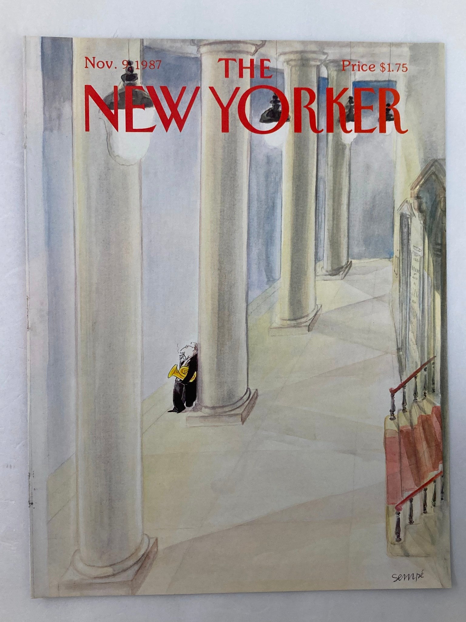 COVER ONLY The New Yorker November 9 1987 Cigarette Break by J.J. Sempe No Label