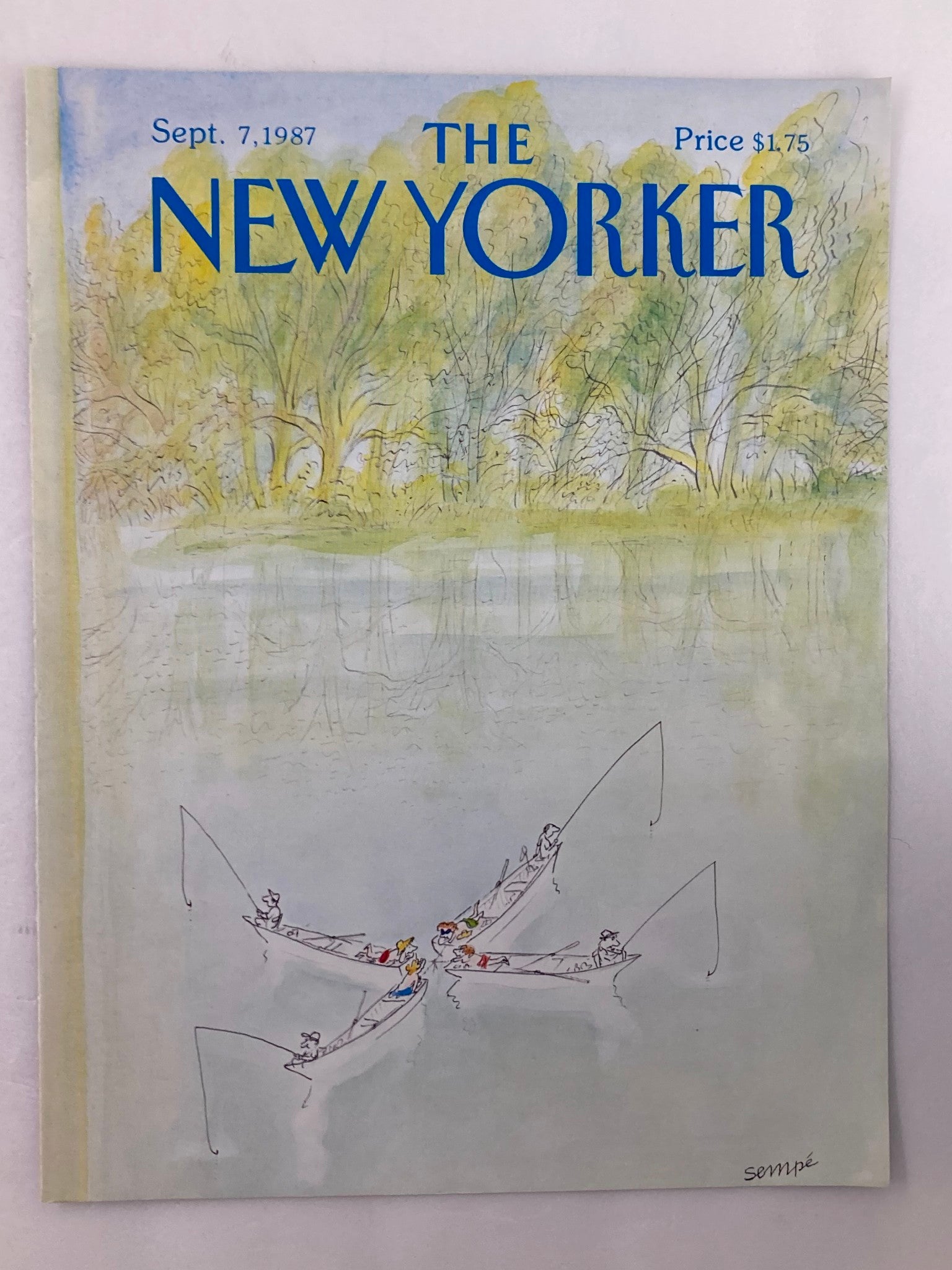 COVER ONLY The New Yorker September 7 1987 Fishing Party by J.J. Sempe No Label