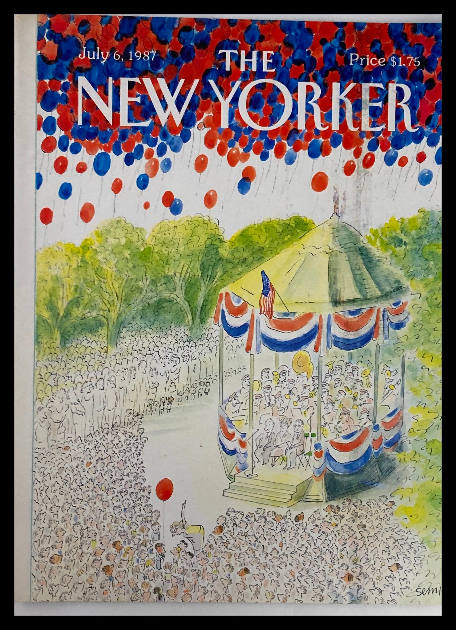 COVER ONLY The New Yorker July 6 1987 Red Balloon by J. J. Sempe No Label