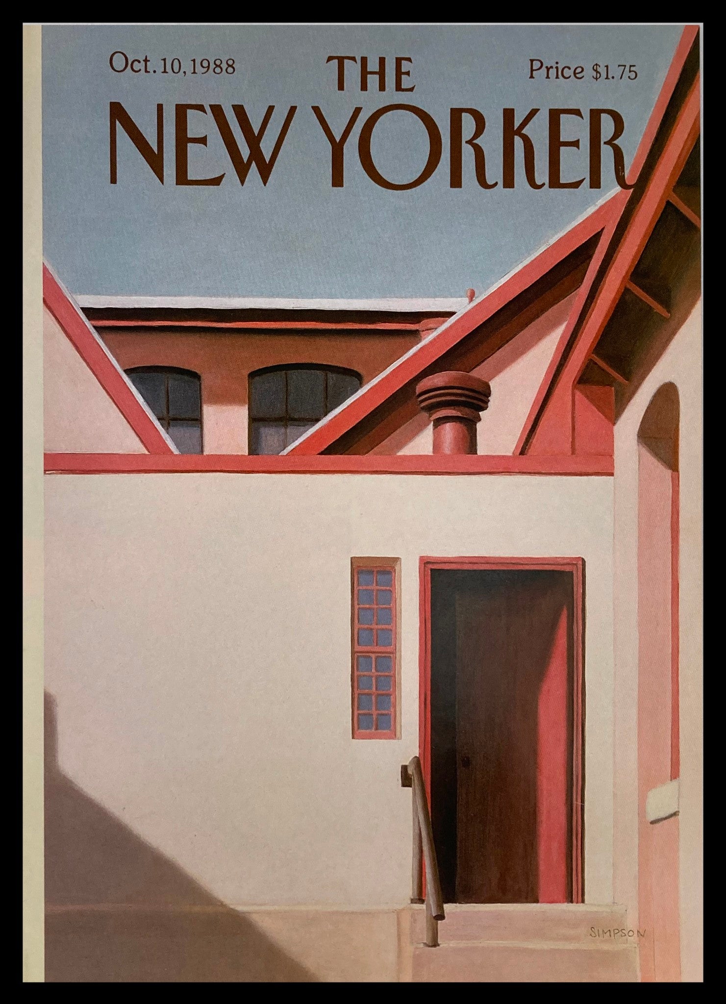 COVER ONLY The New Yorker October 10 1988 Red Doors by Gretchen Simpson No Label