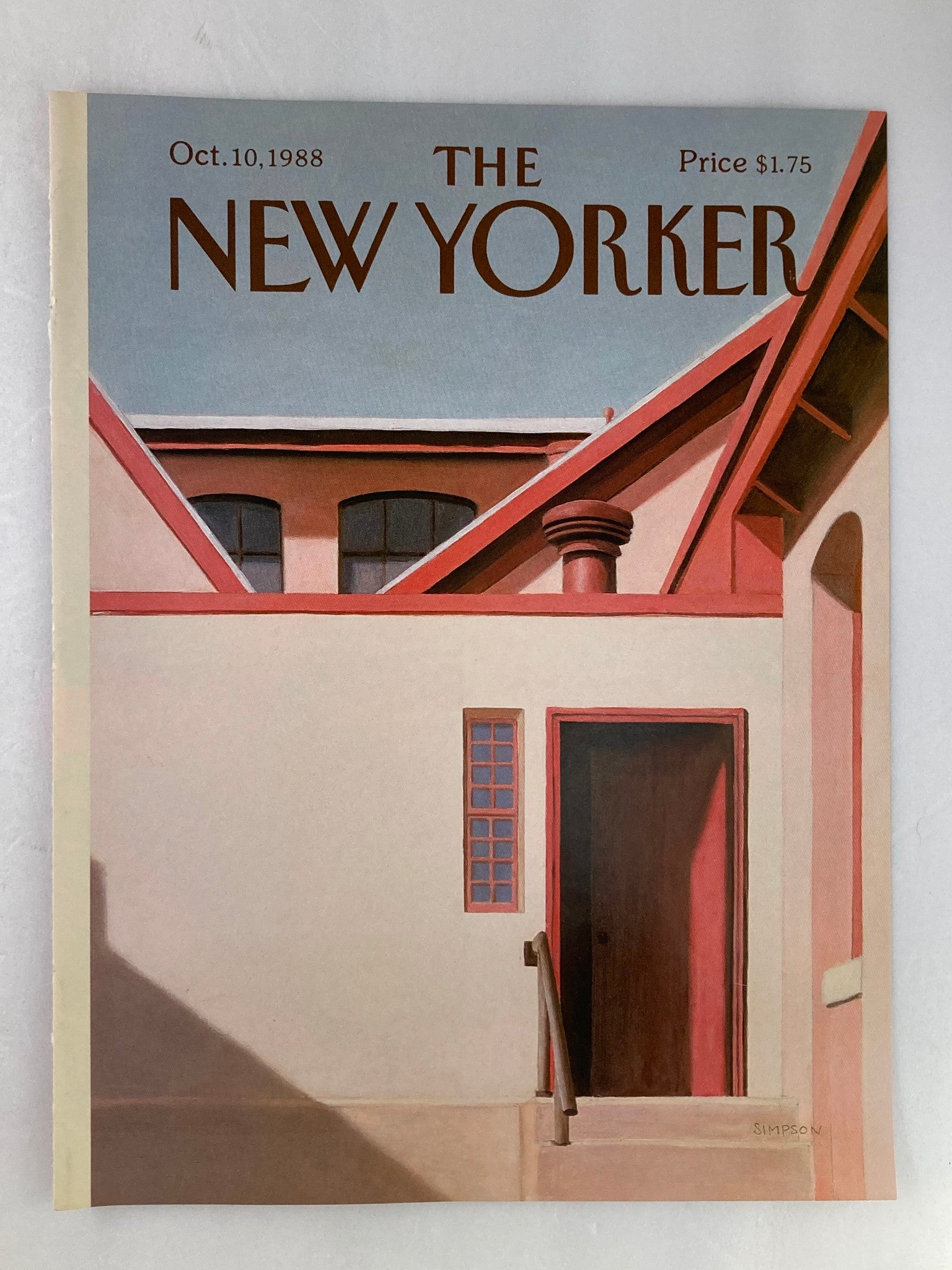 COVER ONLY The New Yorker October 10 1988 Red Doors by Gretchen Simpson No Label