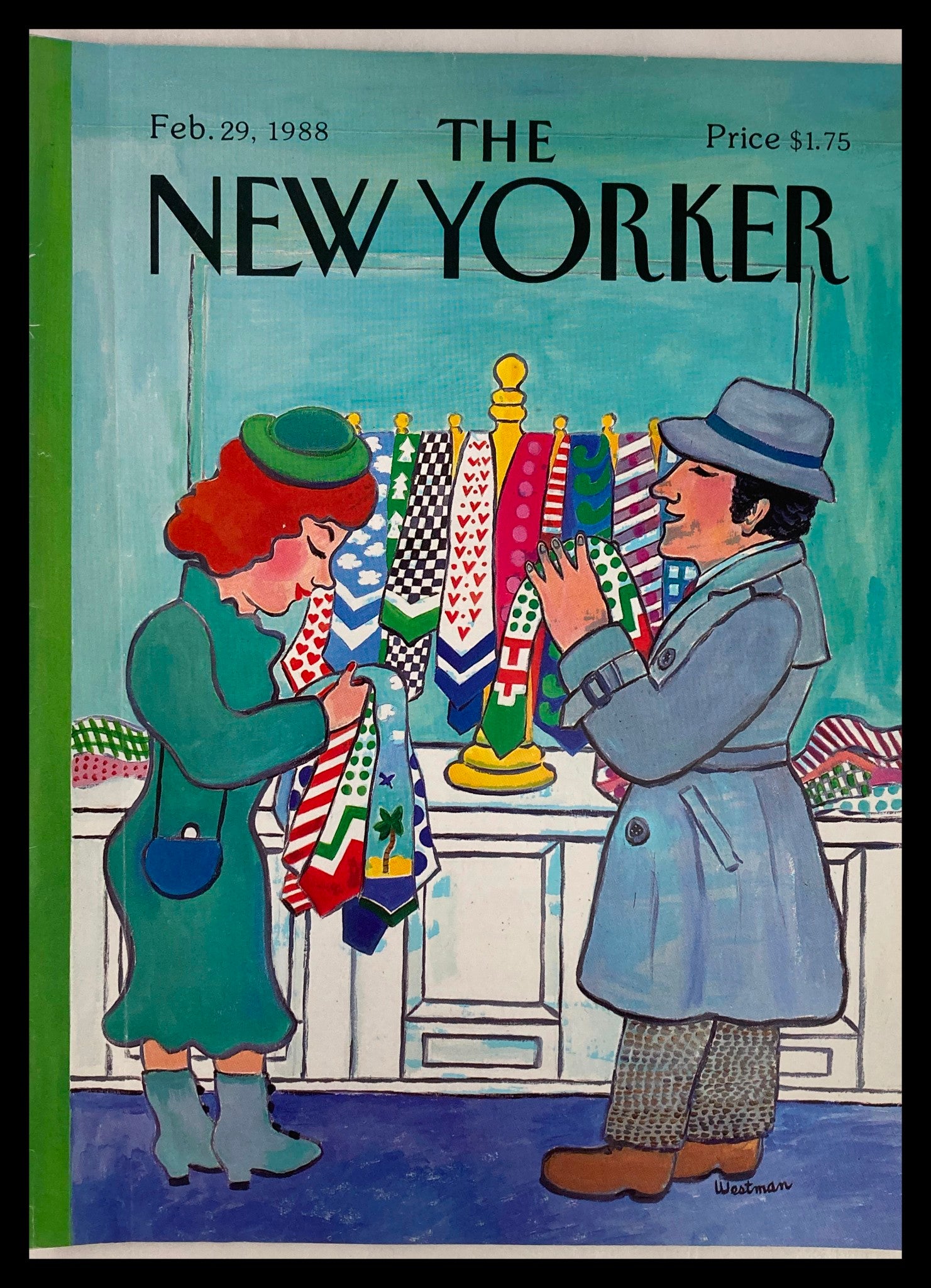 COVER ONLY The New Yorker February 29 1988 Neckties by Barbara Westman No Label