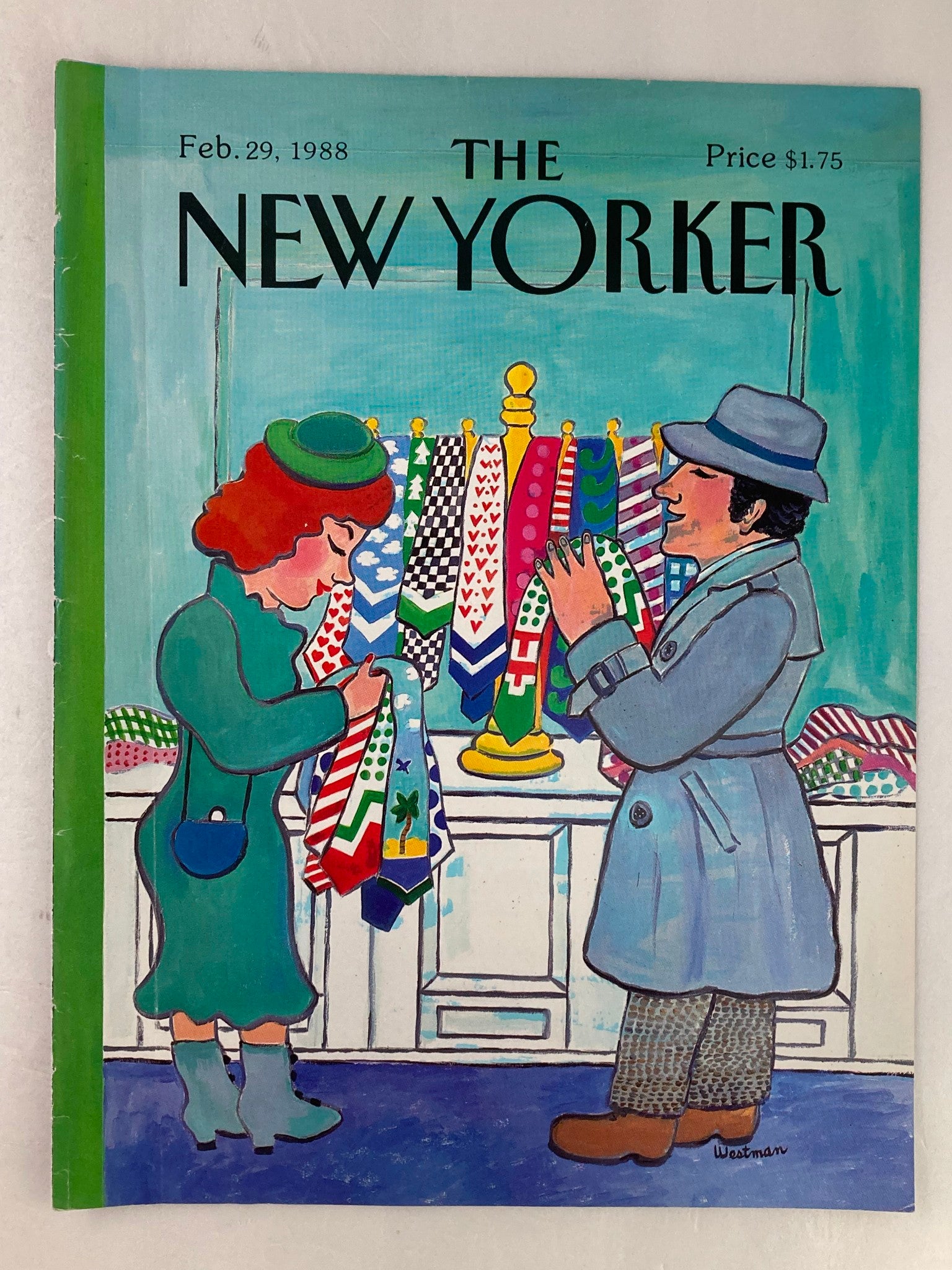 COVER ONLY The New Yorker February 29 1988 Neckties by Barbara Westman No Label