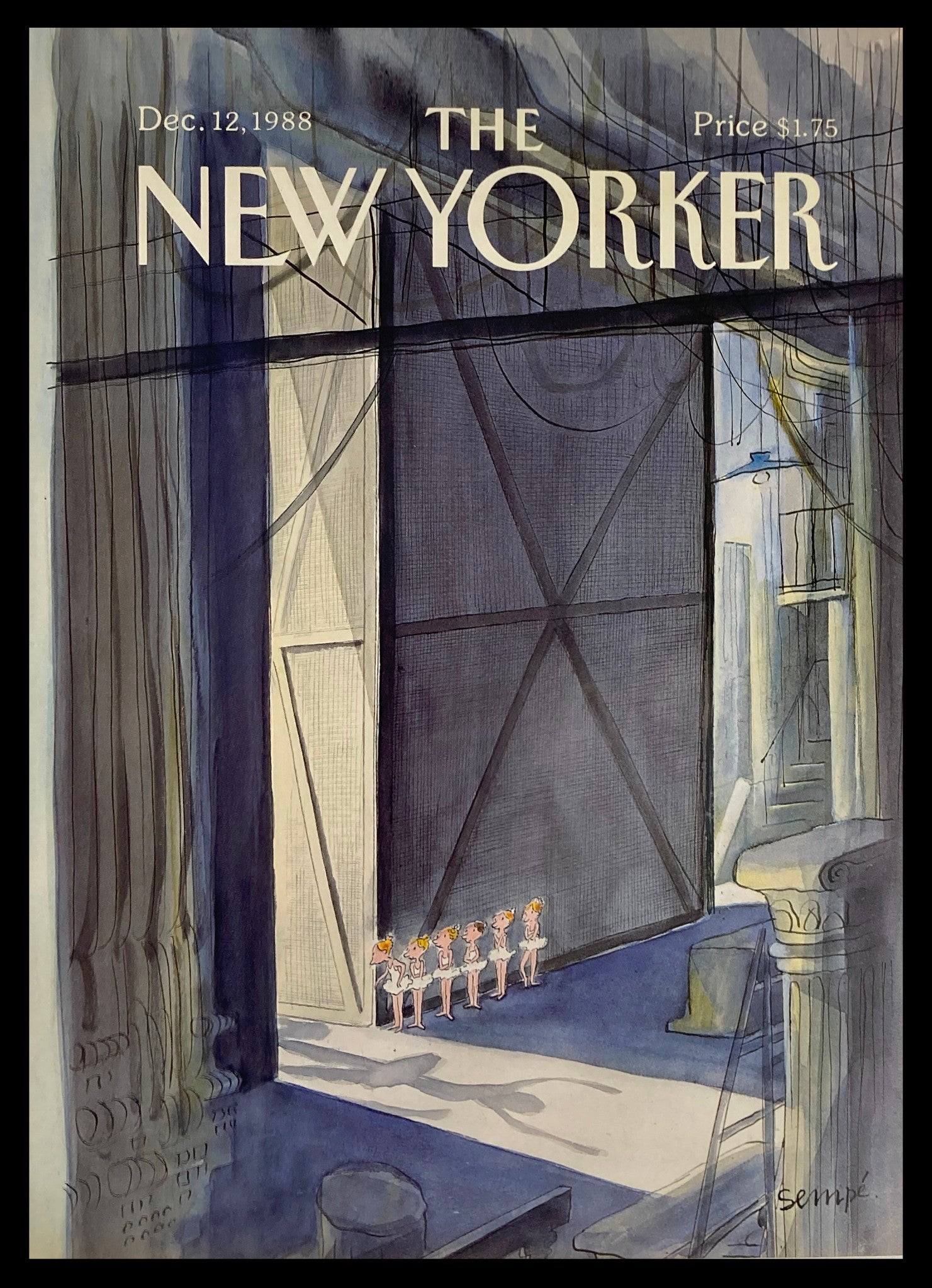 COVER ONLY The New Yorker December 12 1988 Stage Fright by J. J. Sempe No Label