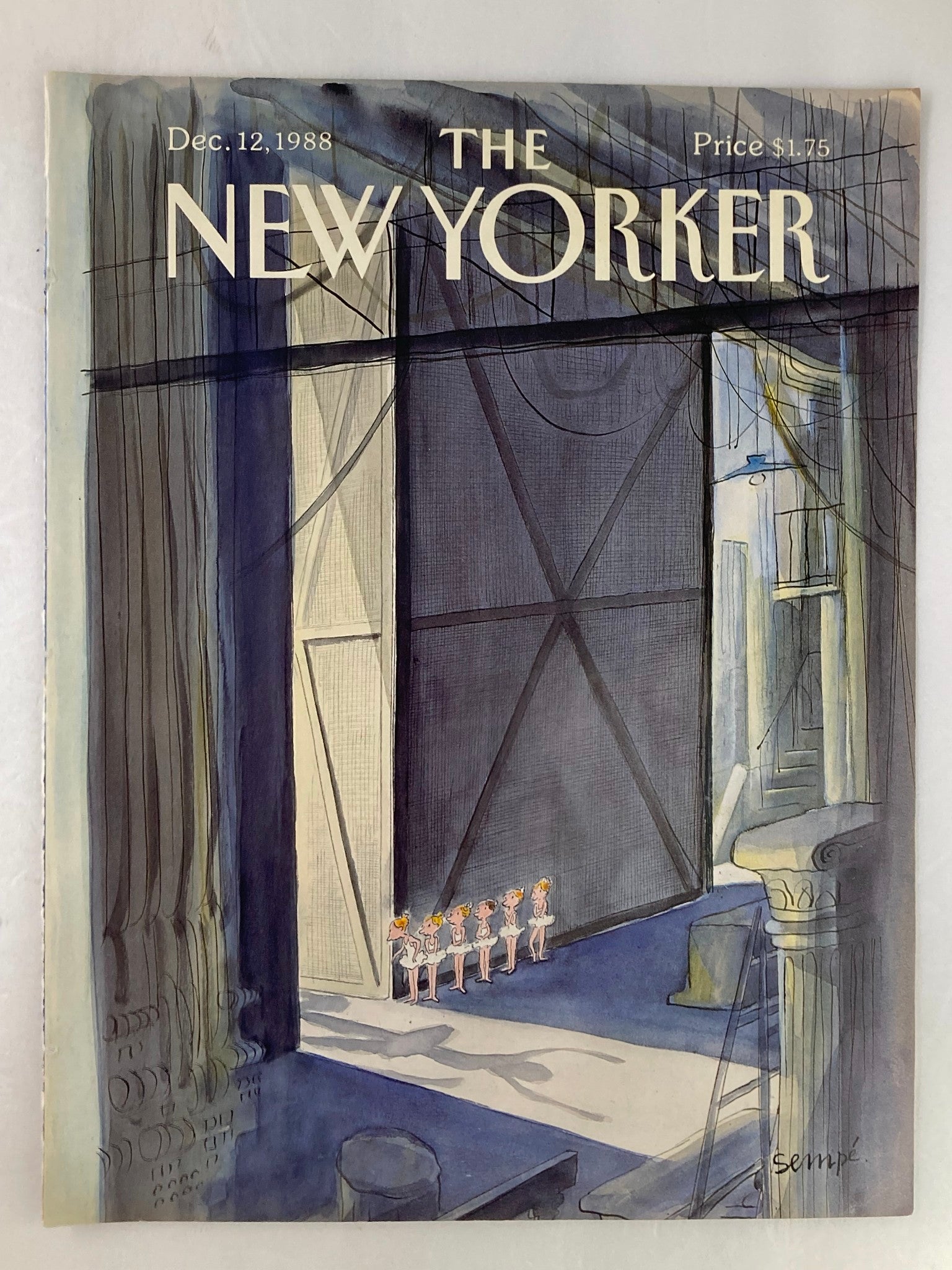 COVER ONLY The New Yorker December 12 1988 Stage Fright by J. J. Sempe No Label