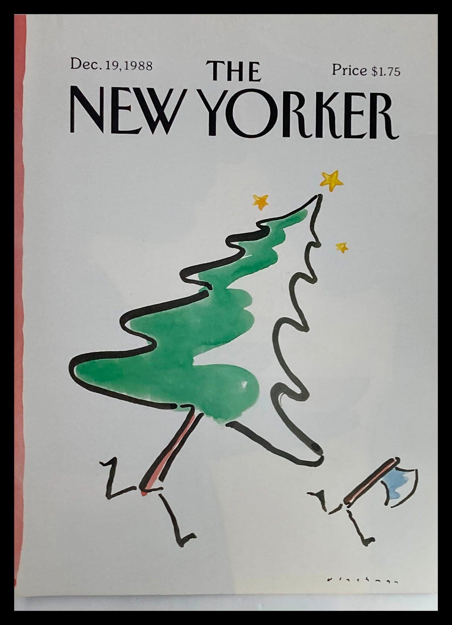 COVER ONLY The New Yorker December 19 1988 Tree Chase Ax by Blechman No Label