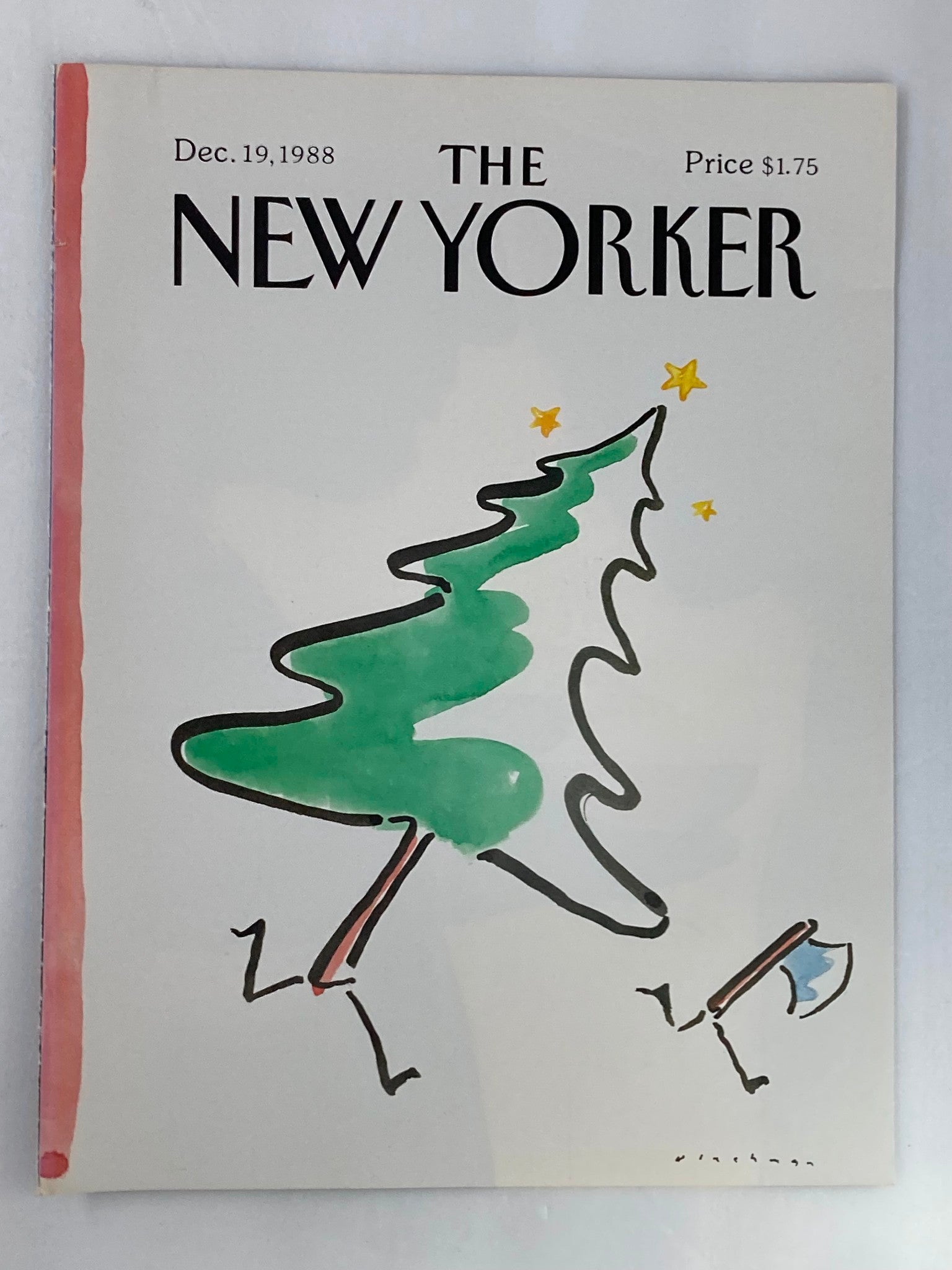 COVER ONLY The New Yorker December 19 1988 Tree Chase Ax by Blechman No Label