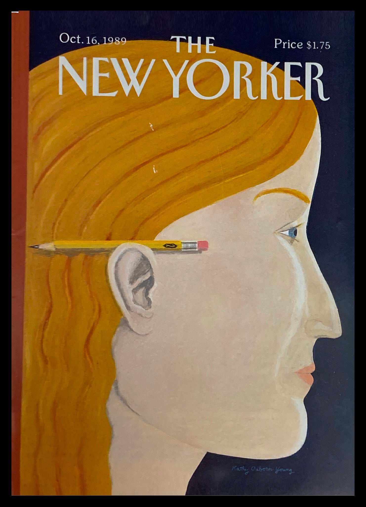 COVER ONLY The New Yorker October 16 1989 Thinking by Kathy O. Young No Label