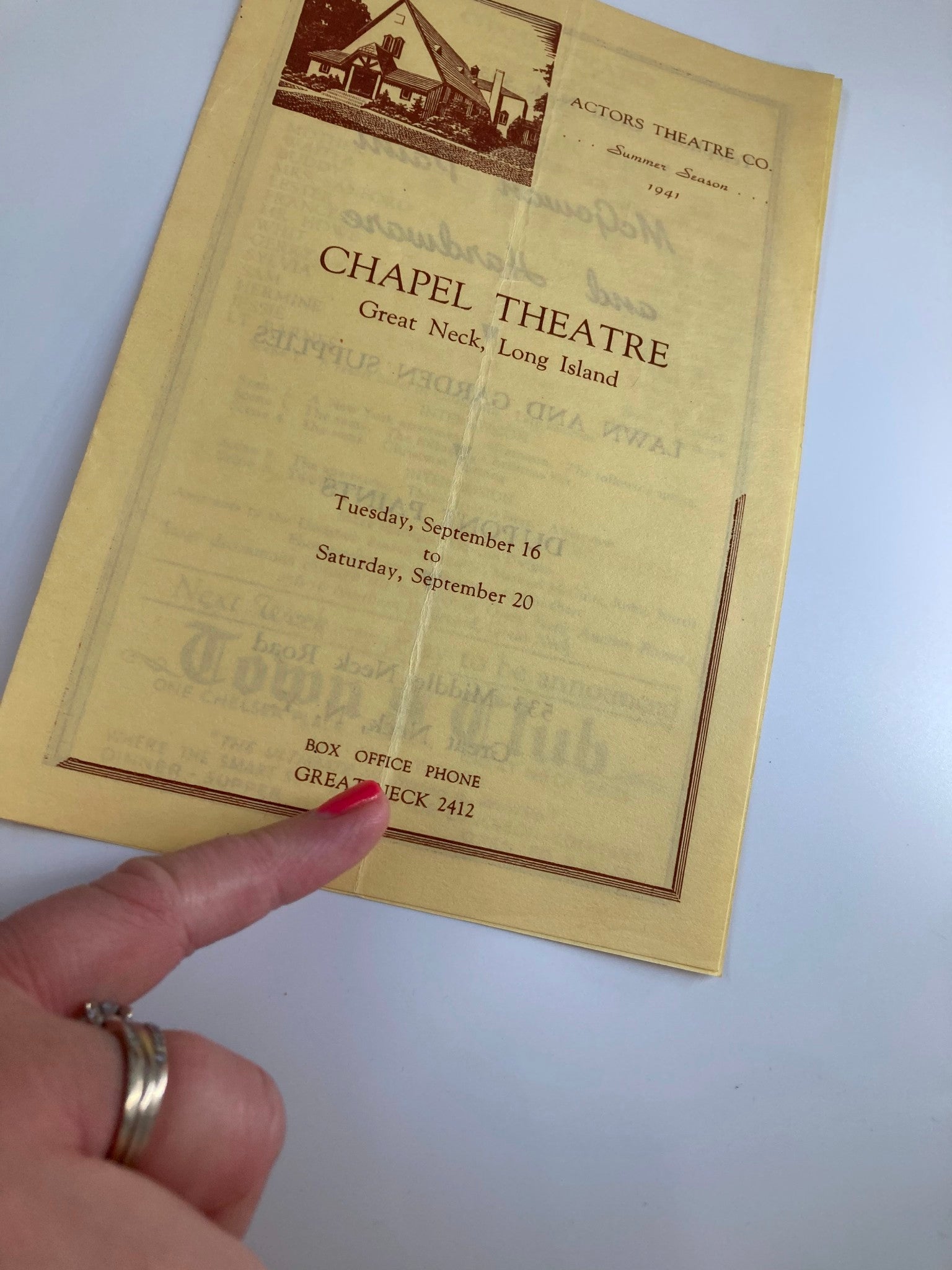 1941 Actors Theatre Co. Chapel Theatre Lilies of the Field by Turner Bullock