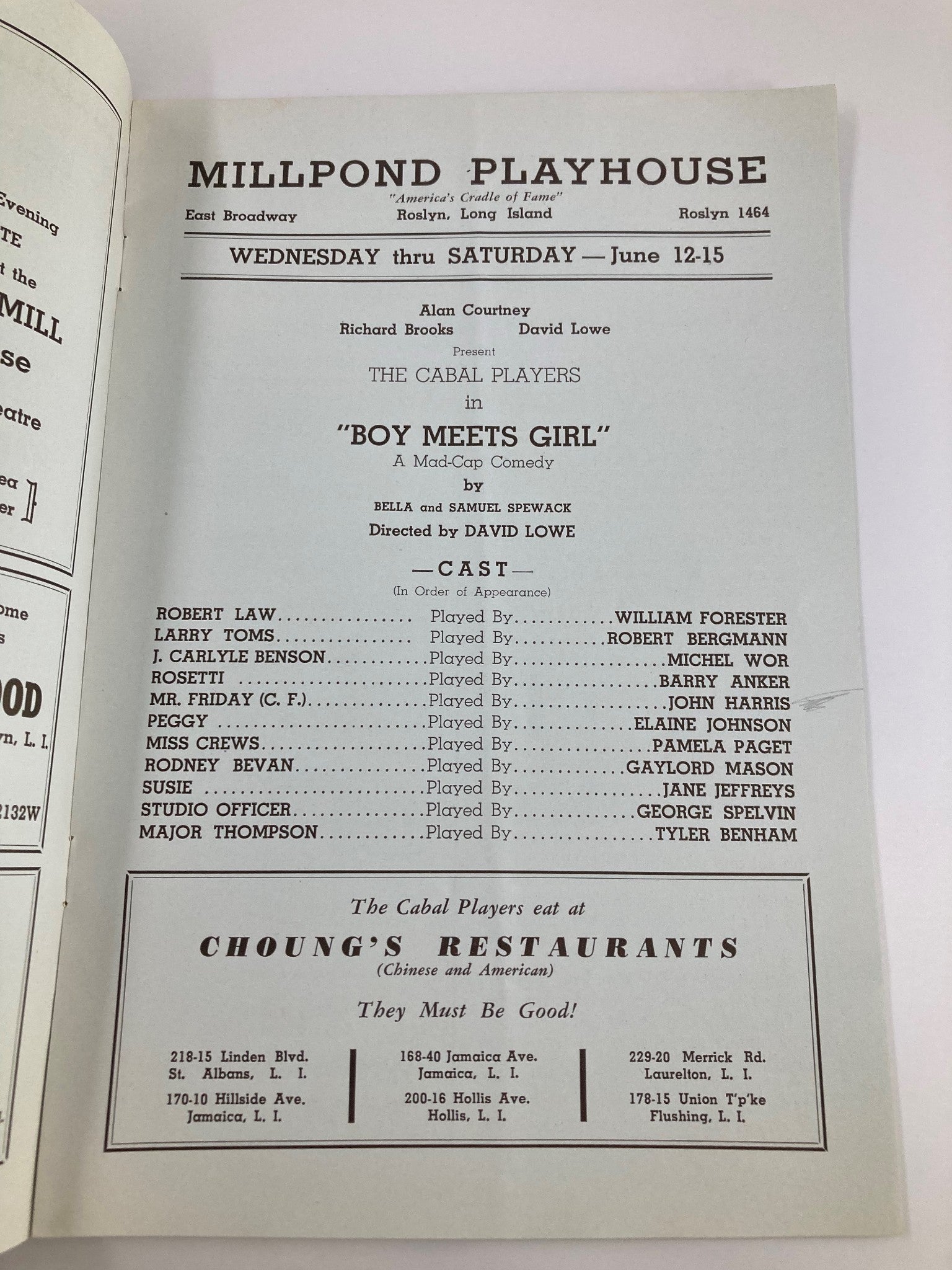 1940 The Claque Millpond Playhouse The Cabal Players in Boy Meets Girl