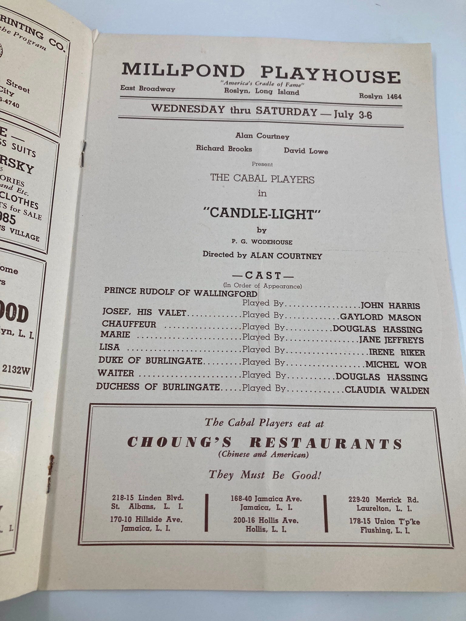 1940 The Claque Millpond Playhouse The Cabal Players in Candle-Light