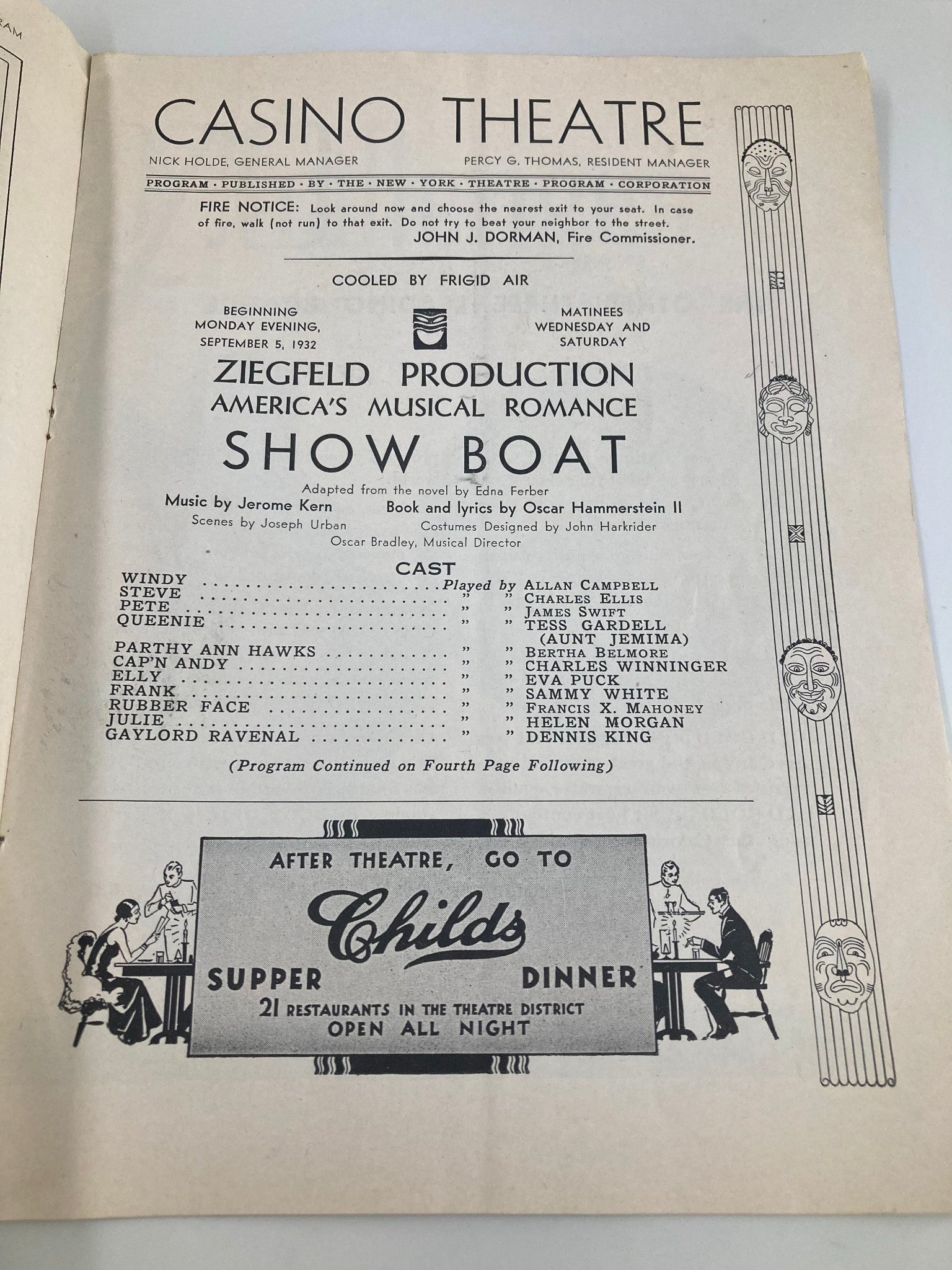 1932 Casino Theatre Ziegfeld Production America's Musical Romance Show Boat