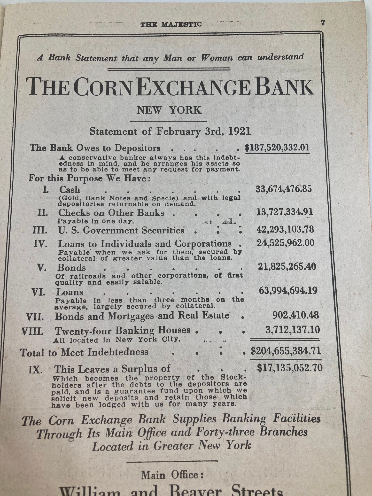 1921 The Majestic The Corn Exchange Bank Doris Keane in Romance