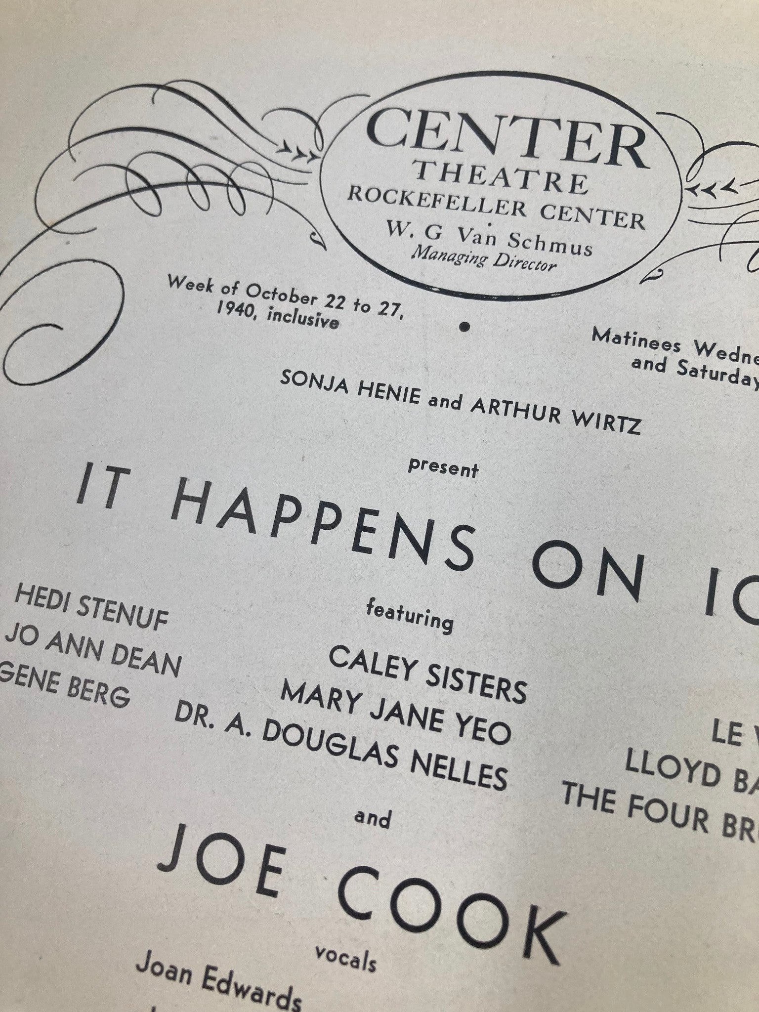 1940 Center Theatre Sonja Henie and Arthur Wirtz It Happens On Ice A Musical