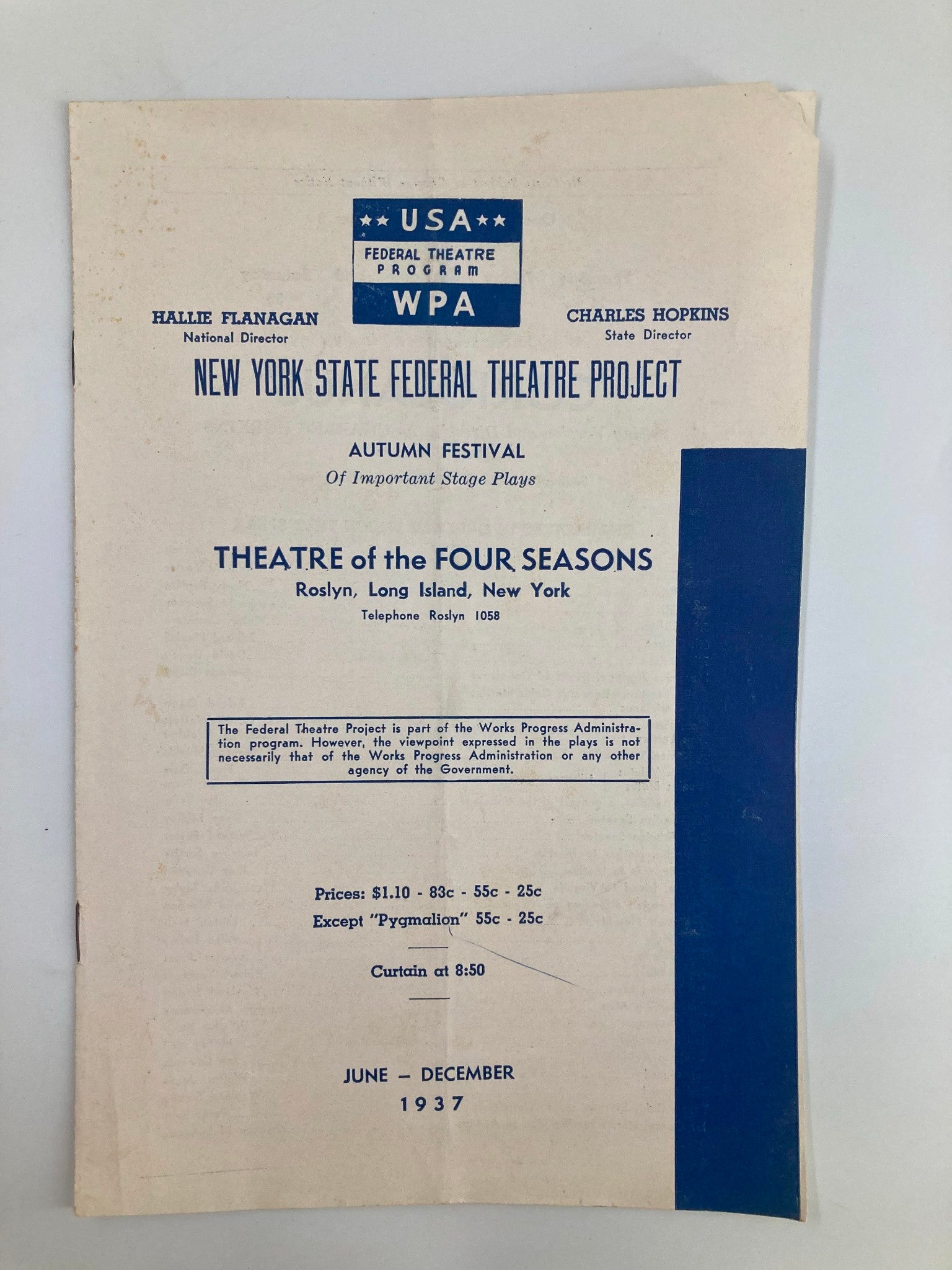 1937 New York State Federal Theatre Project Coriolanus by Charles Hopkins