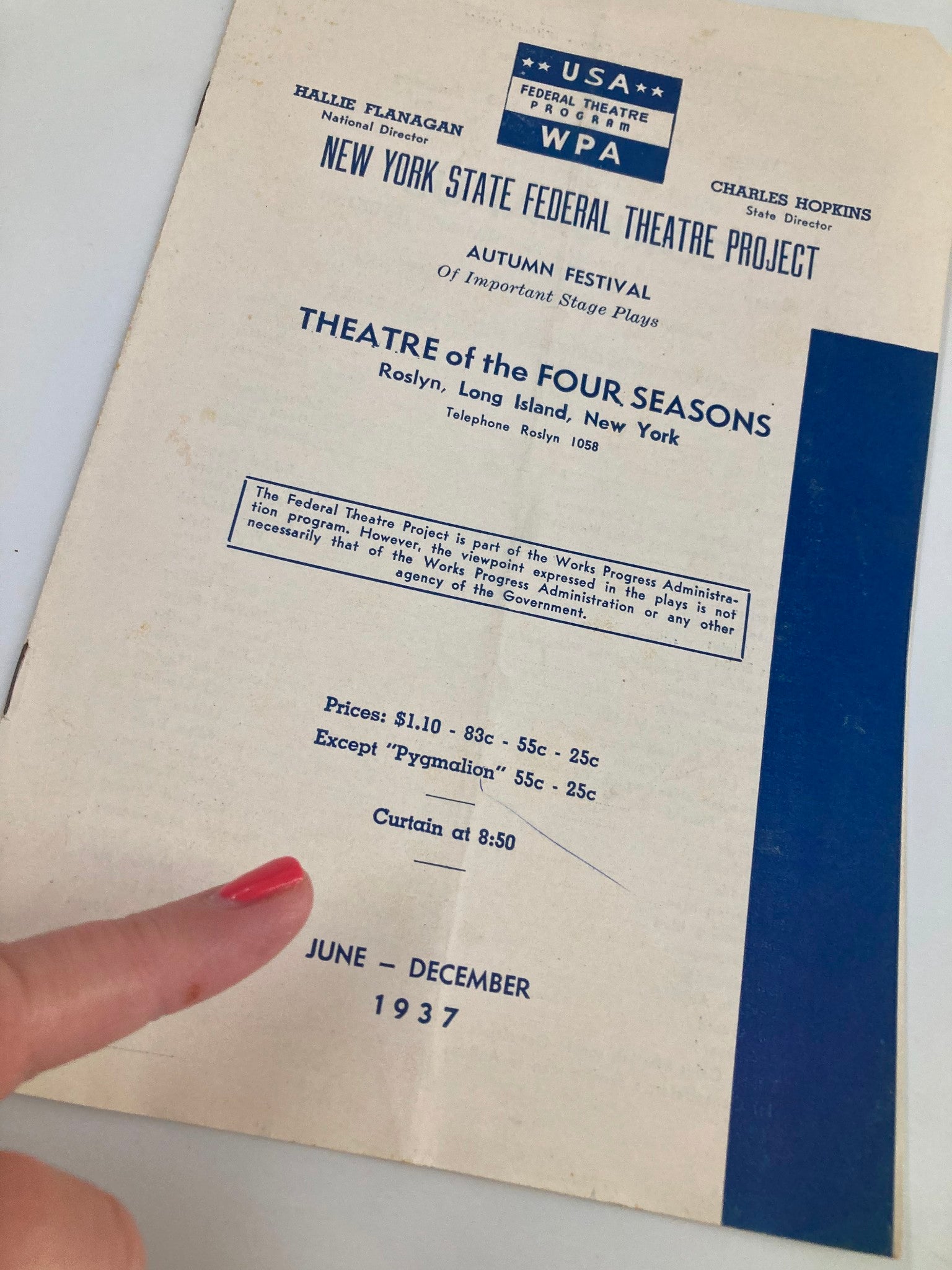 1937 New York State Federal Theatre Project Coriolanus by Charles Hopkins