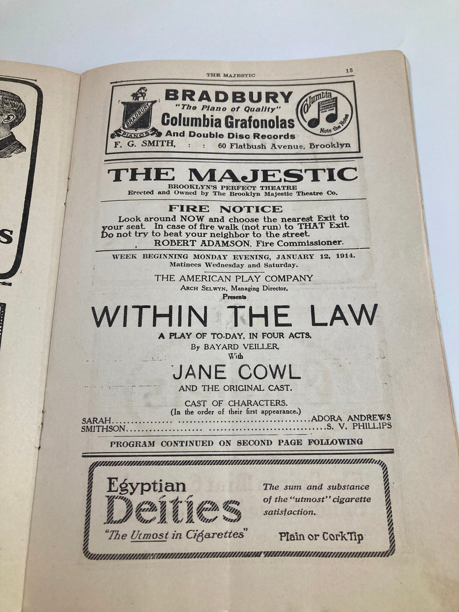 1914 The Majestic Theatre Within The Law by Bayard Veiller with Jane Cowl