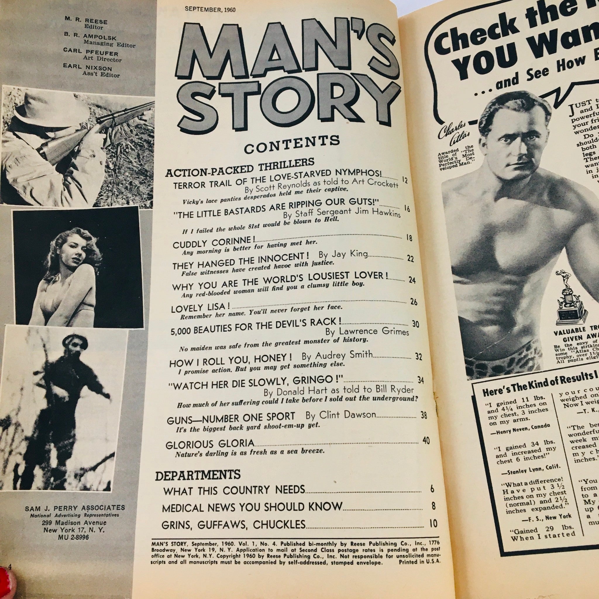 Man's Story Magazine September 1960 5000 Beauties For The Devil's Rack, No Label