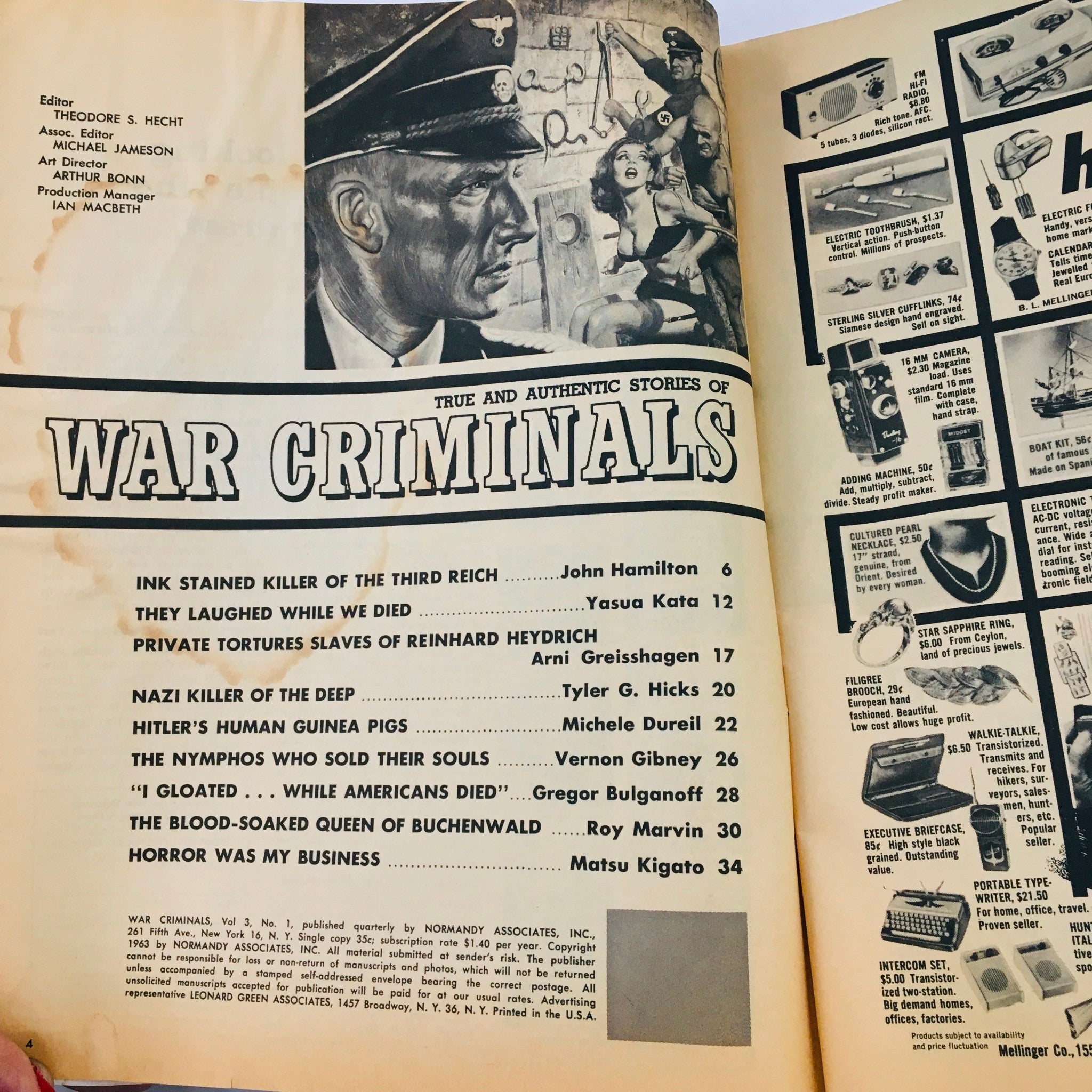 War Criminals Magazine August 1963 Joseph Goebbels Ink-Stained Killer, No Label