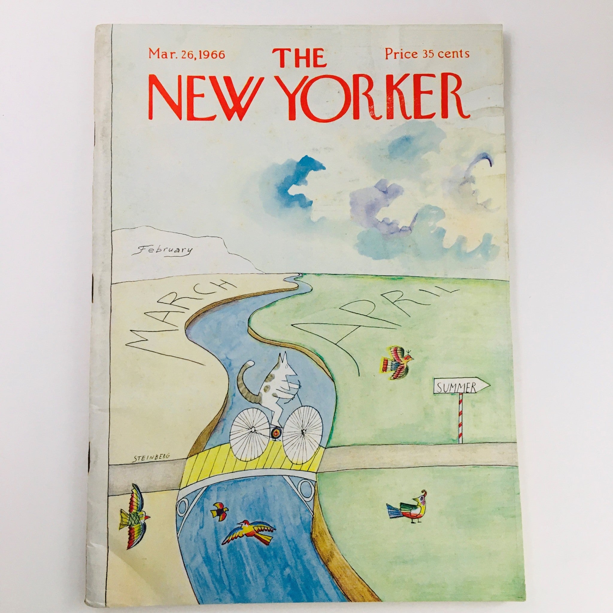 The New Yorker March 26 1966 Full Magazine Theme Cover Saul Steinberg, No Label