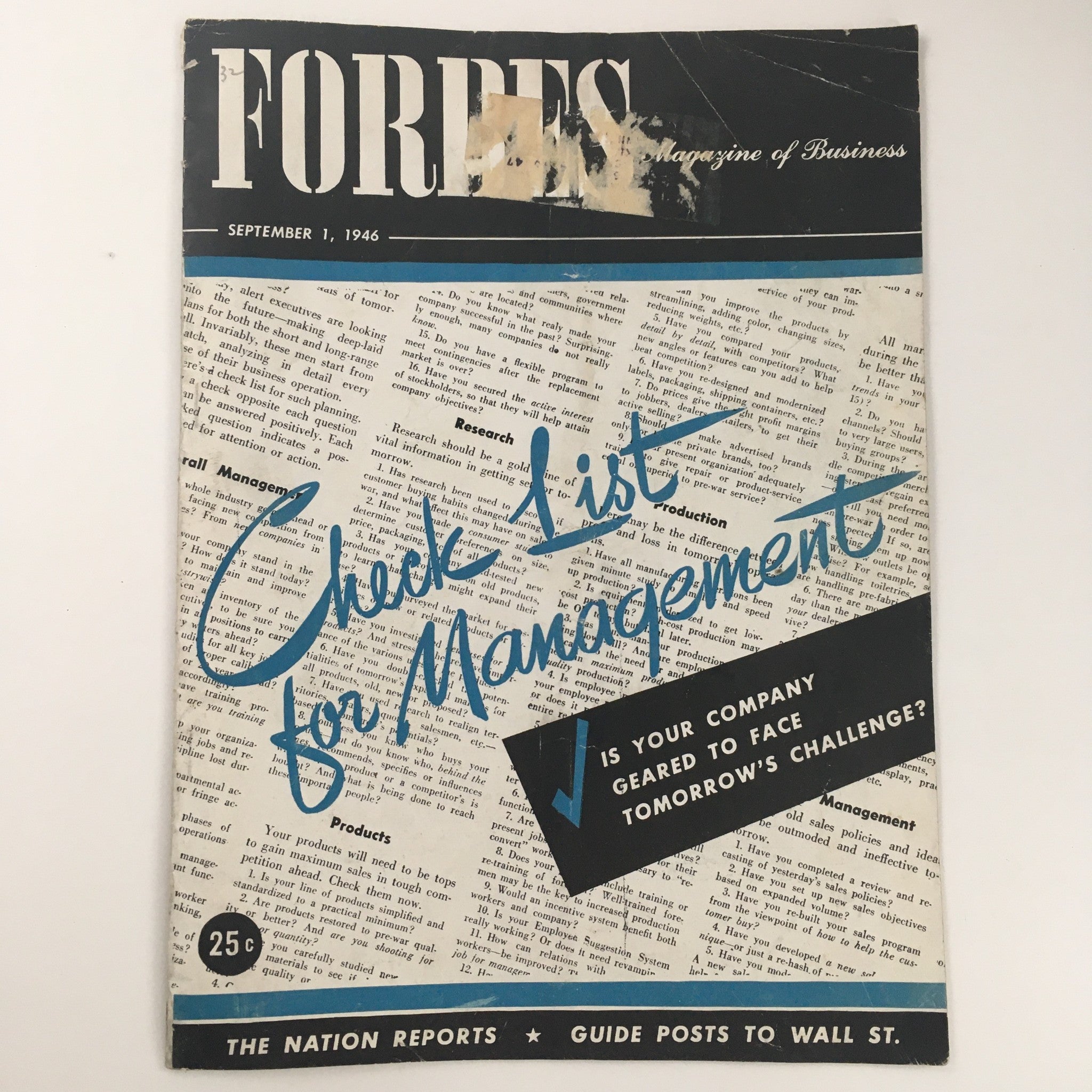 Forbes Magazine September 1 1946 Check List For Management Feature