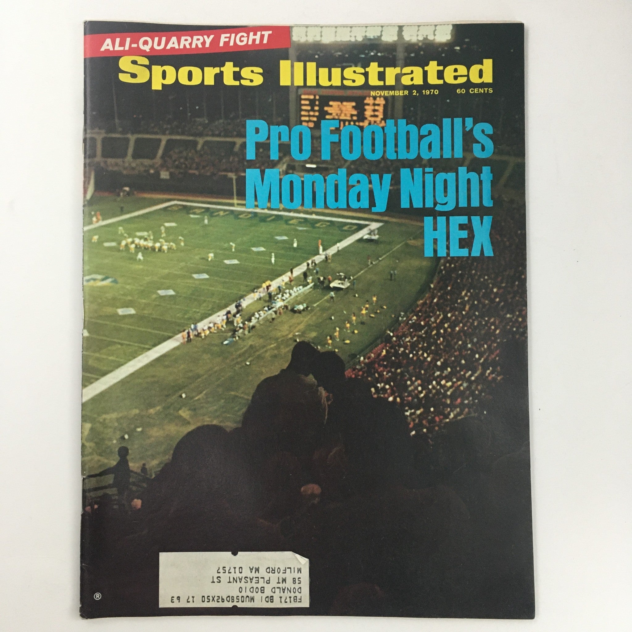 Sports Illustrated Magazine November 2 1970 Pro Football's Monday Night HEX, VG